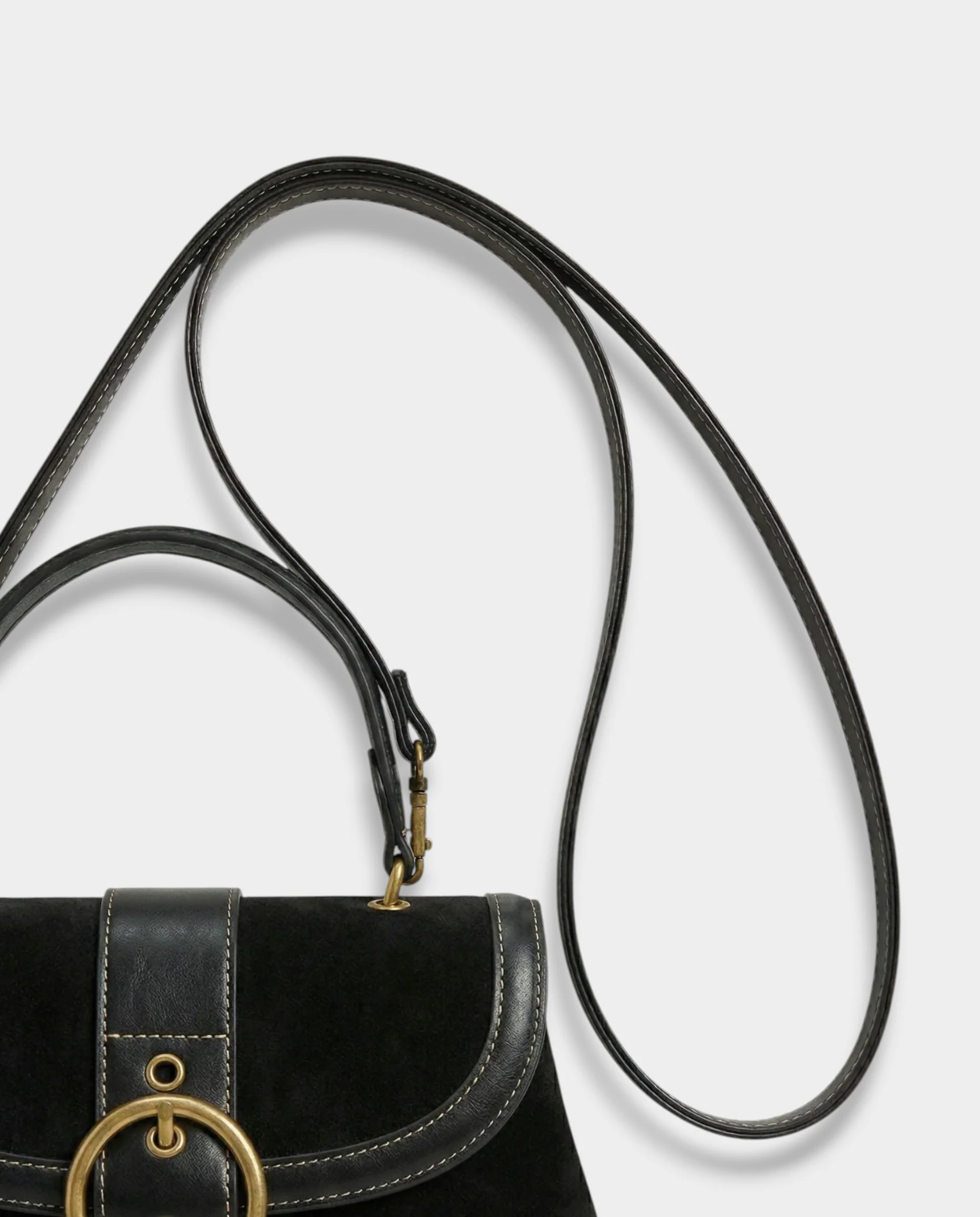 NONA Suede Buckle Shoulder Crossbody Bag - Image 6