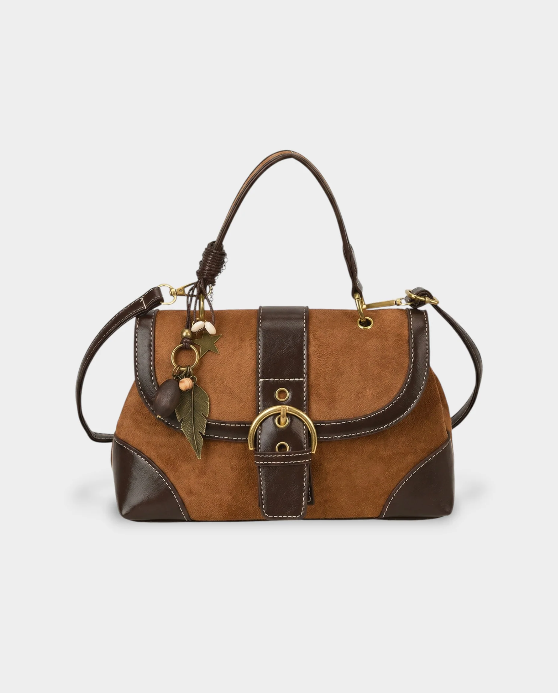 NONA Suede Buckle Shoulder Crossbody Bag - Image 7