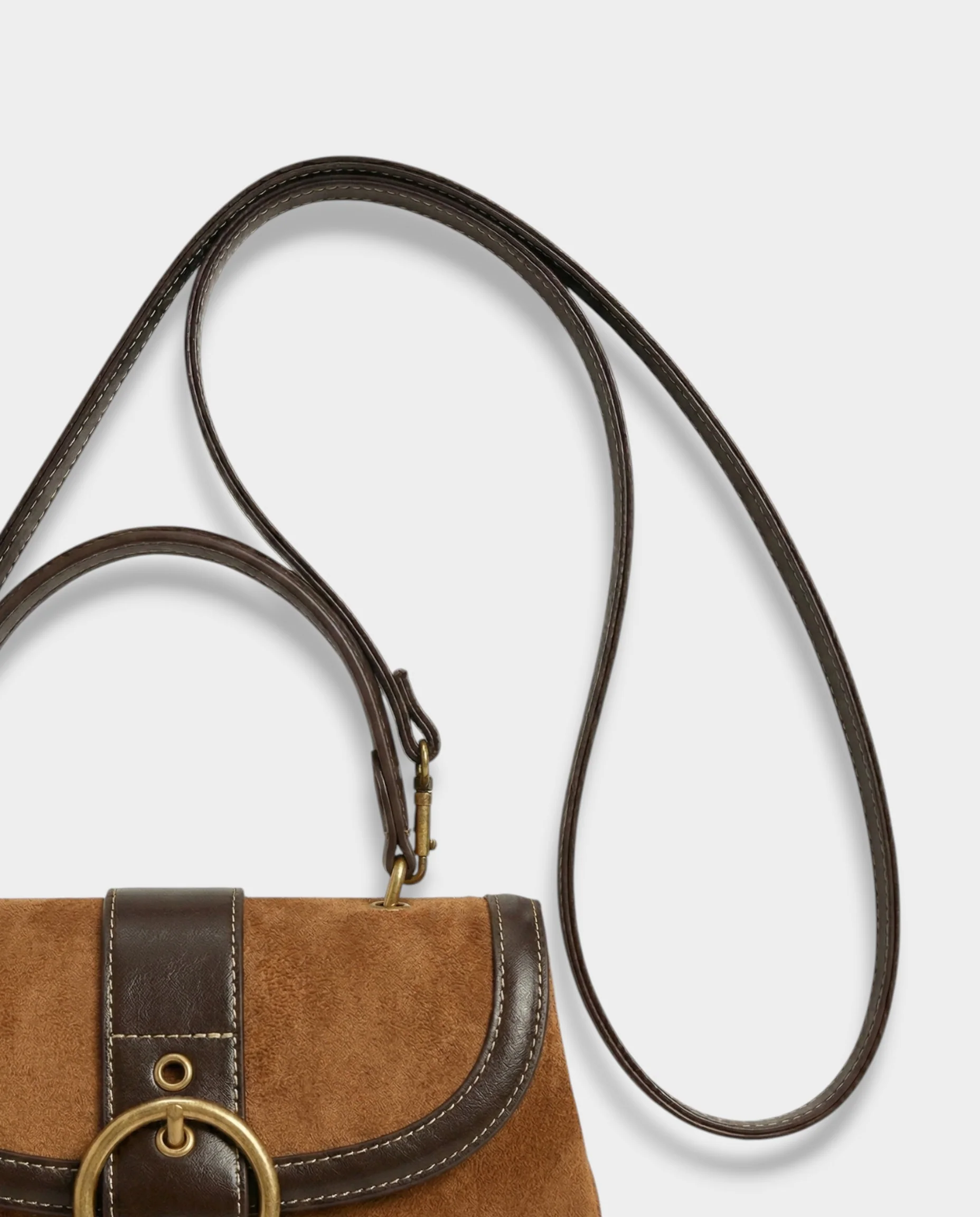 NONA Suede Buckle Shoulder Crossbody Bag - Image 8