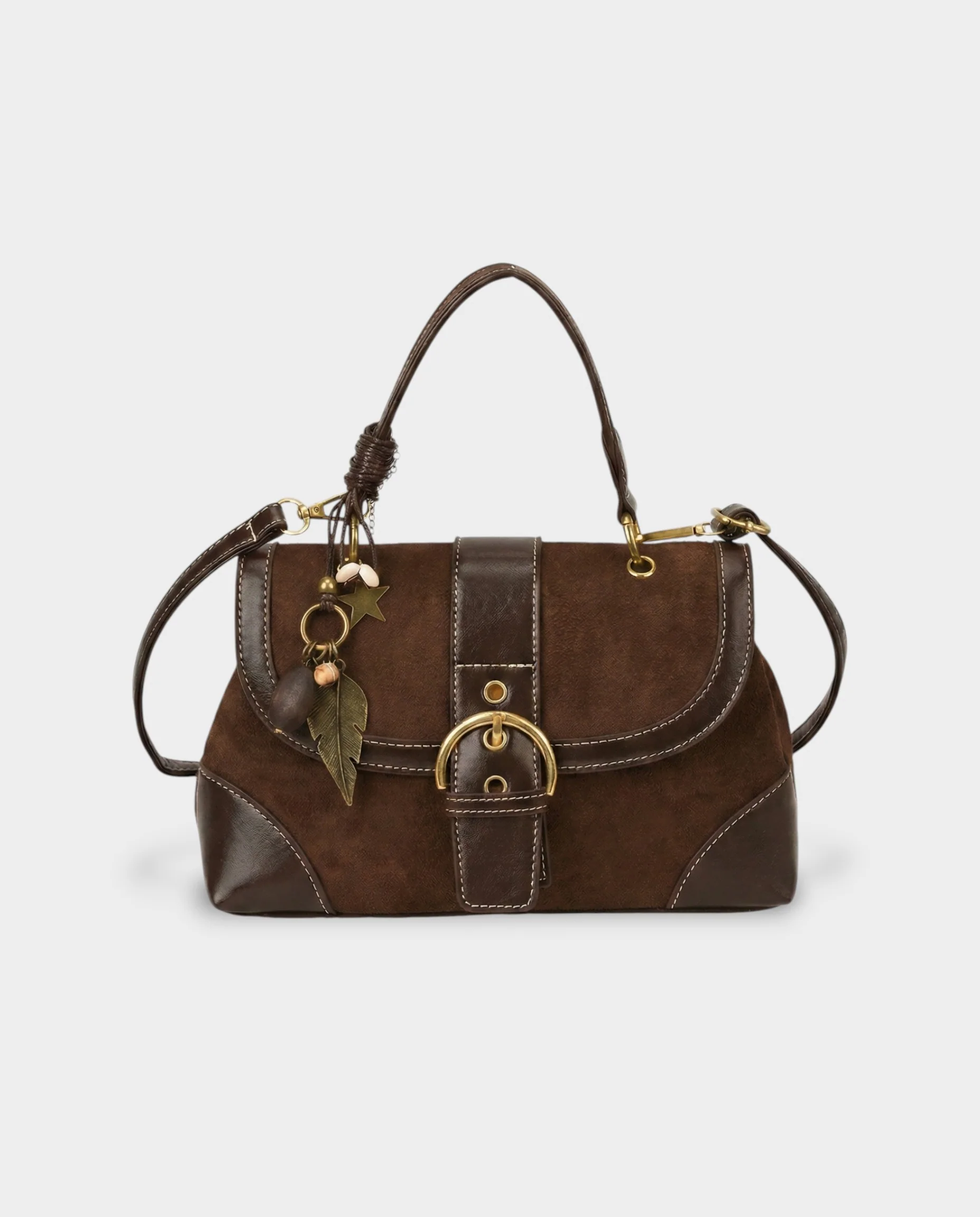 NONA Suede Buckle Shoulder Crossbody Bag - Image 9