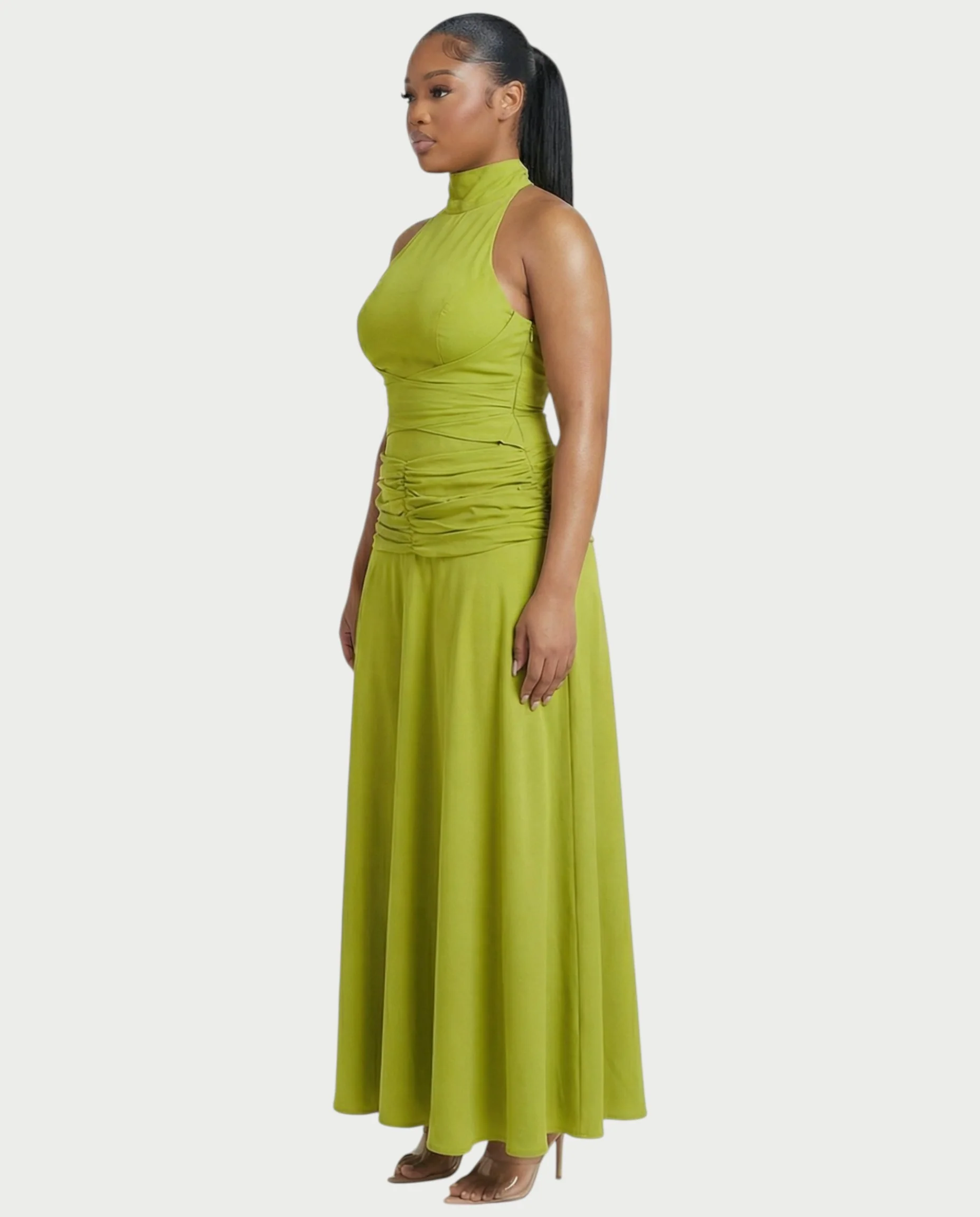 NOREYA High-Neck Ruched Waist Maxi Dress - Image 3