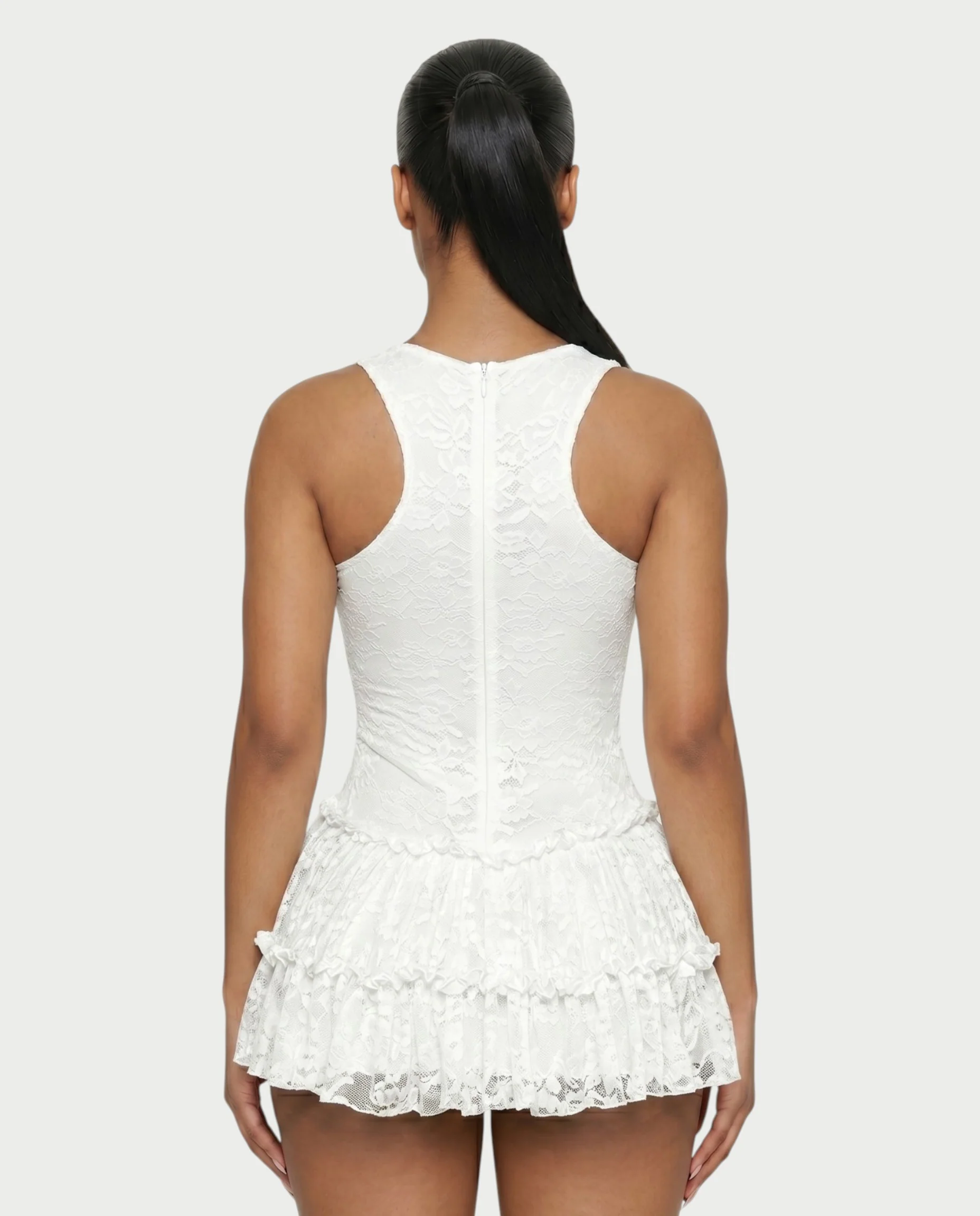 OPHIR Lace Ruffle Floral Mini Dress - Image 10