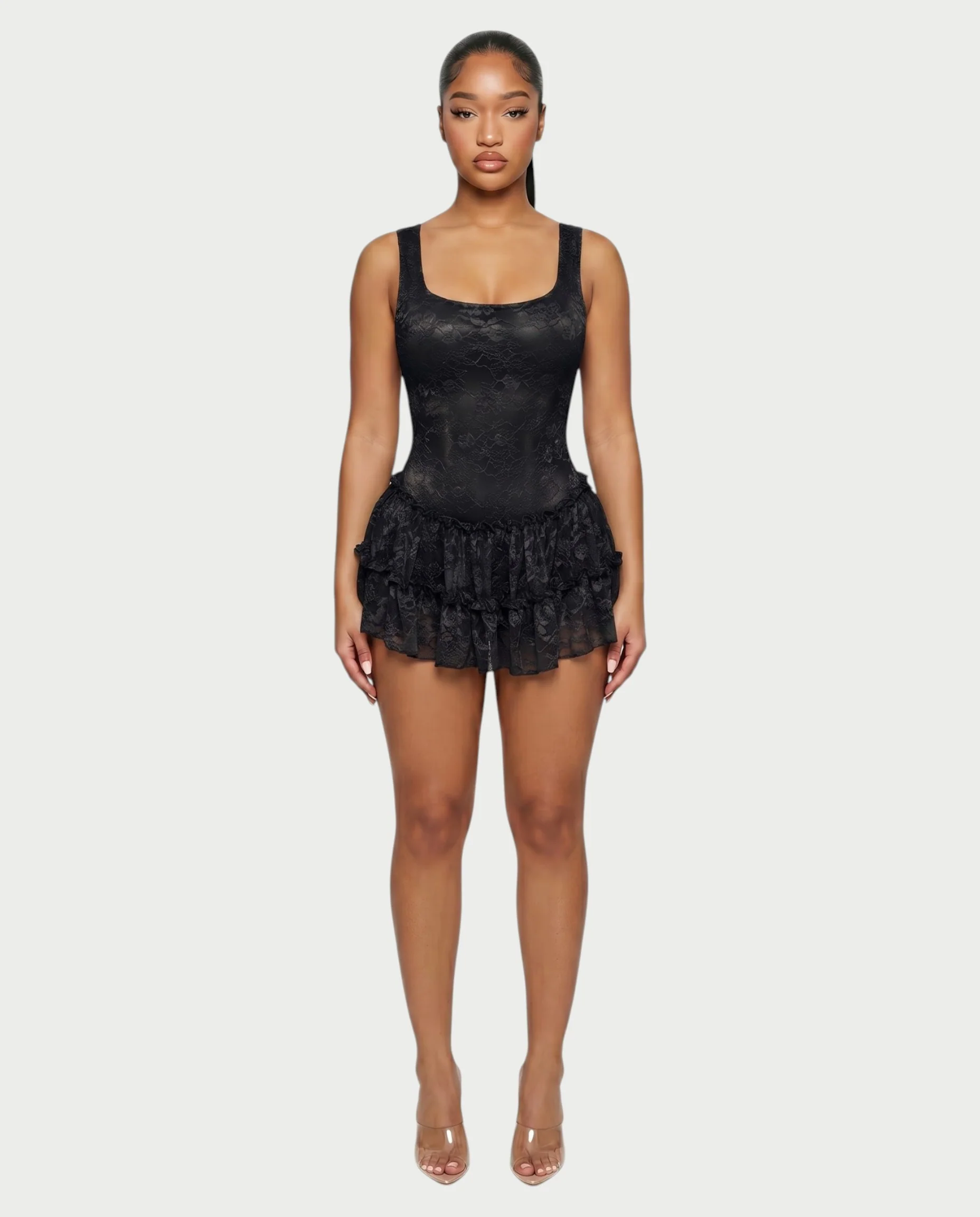 OPHIR Lace Ruffle Floral Mini Dress - Image 11