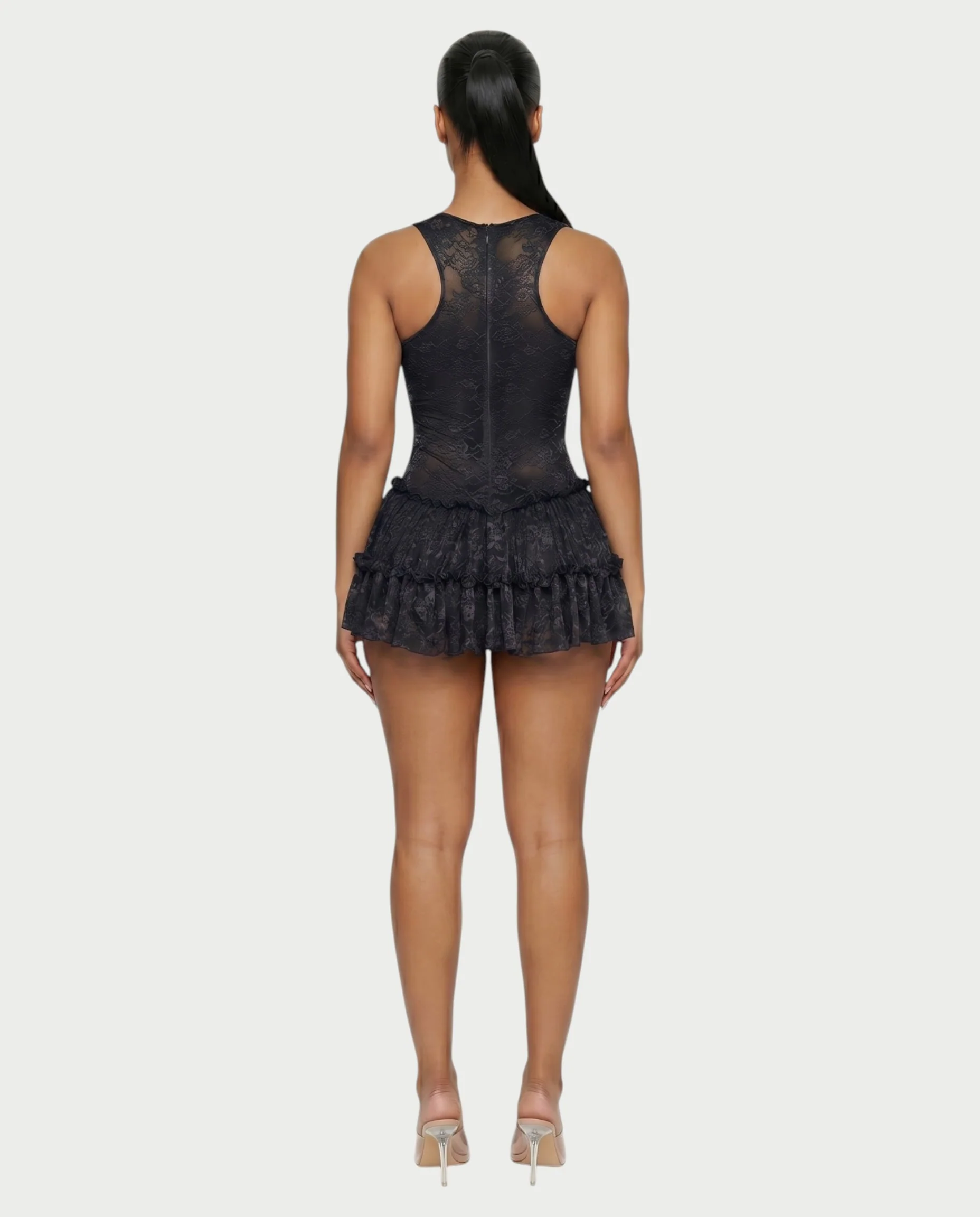 OPHIR Lace Ruffle Floral Mini Dress - Image 12