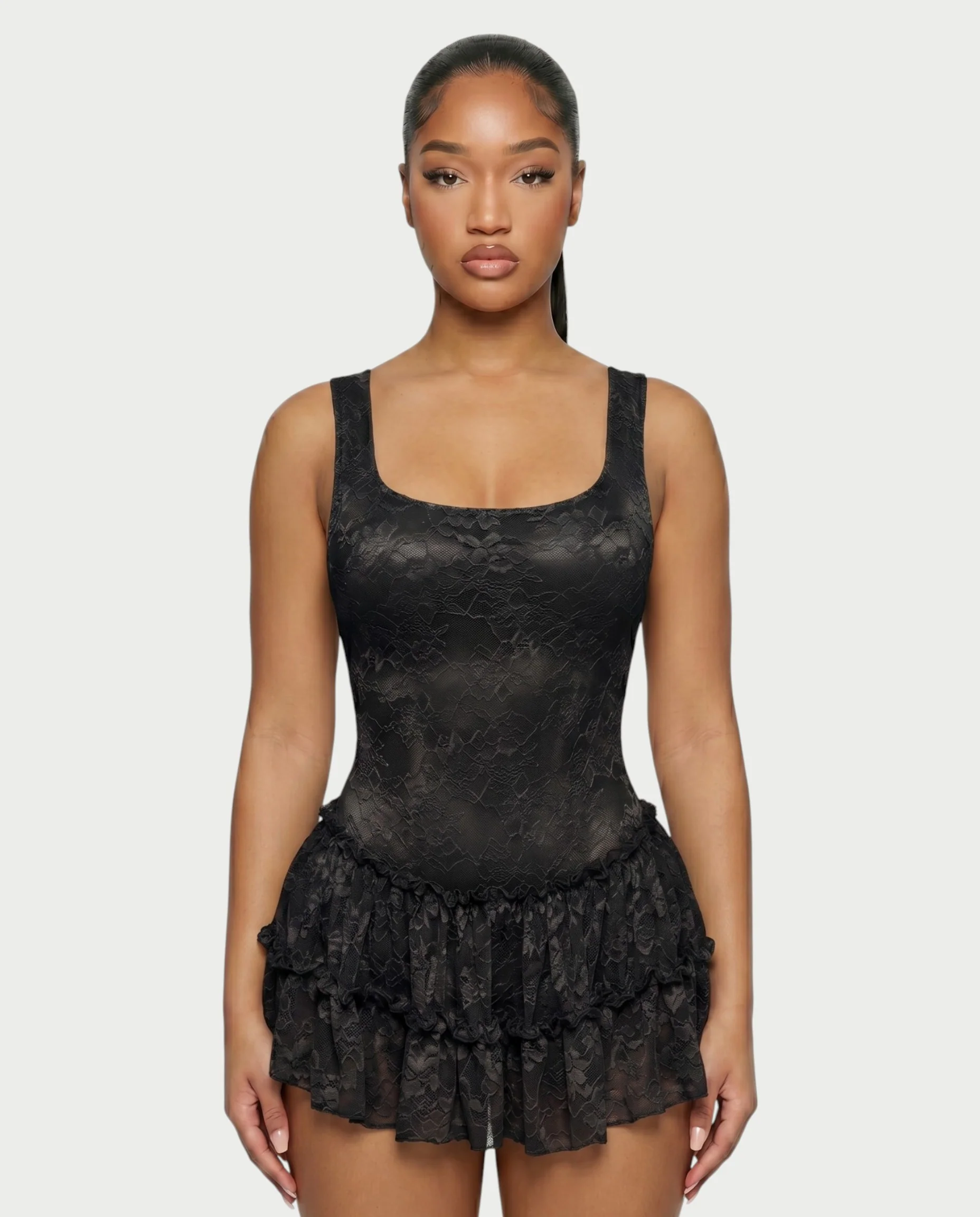 OPHIR Lace Ruffle Floral Mini Dress - Image 14