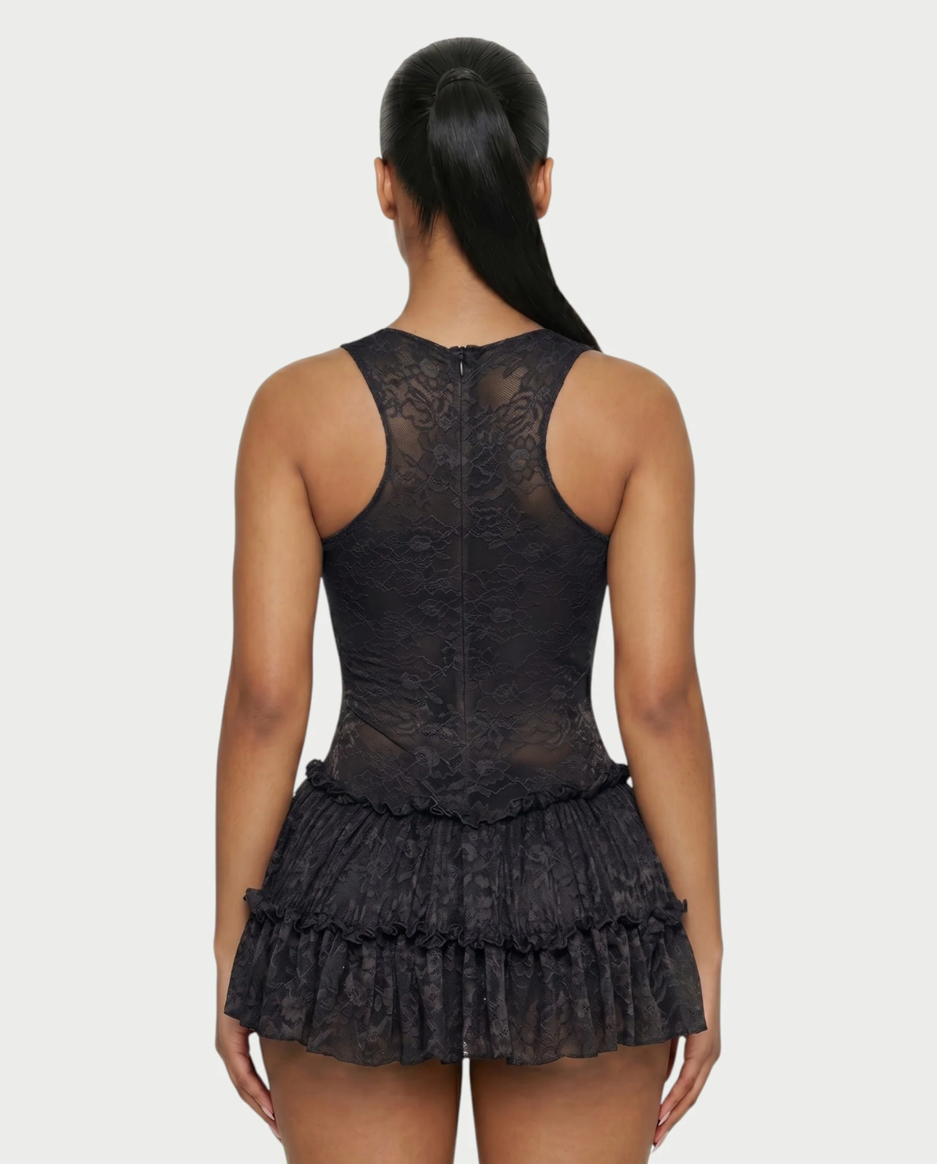 OPHIR Lace Ruffle Floral Mini Dress - Image 15