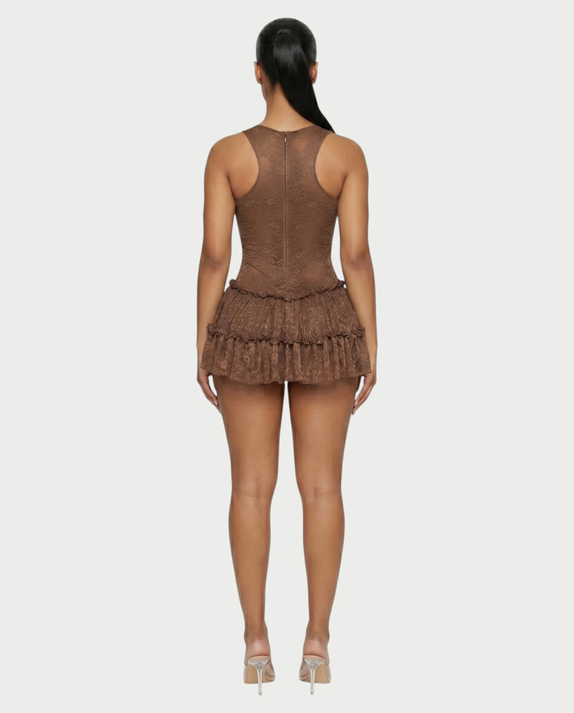 OPHIR Lace Ruffle Floral Mini Dress - Image 2