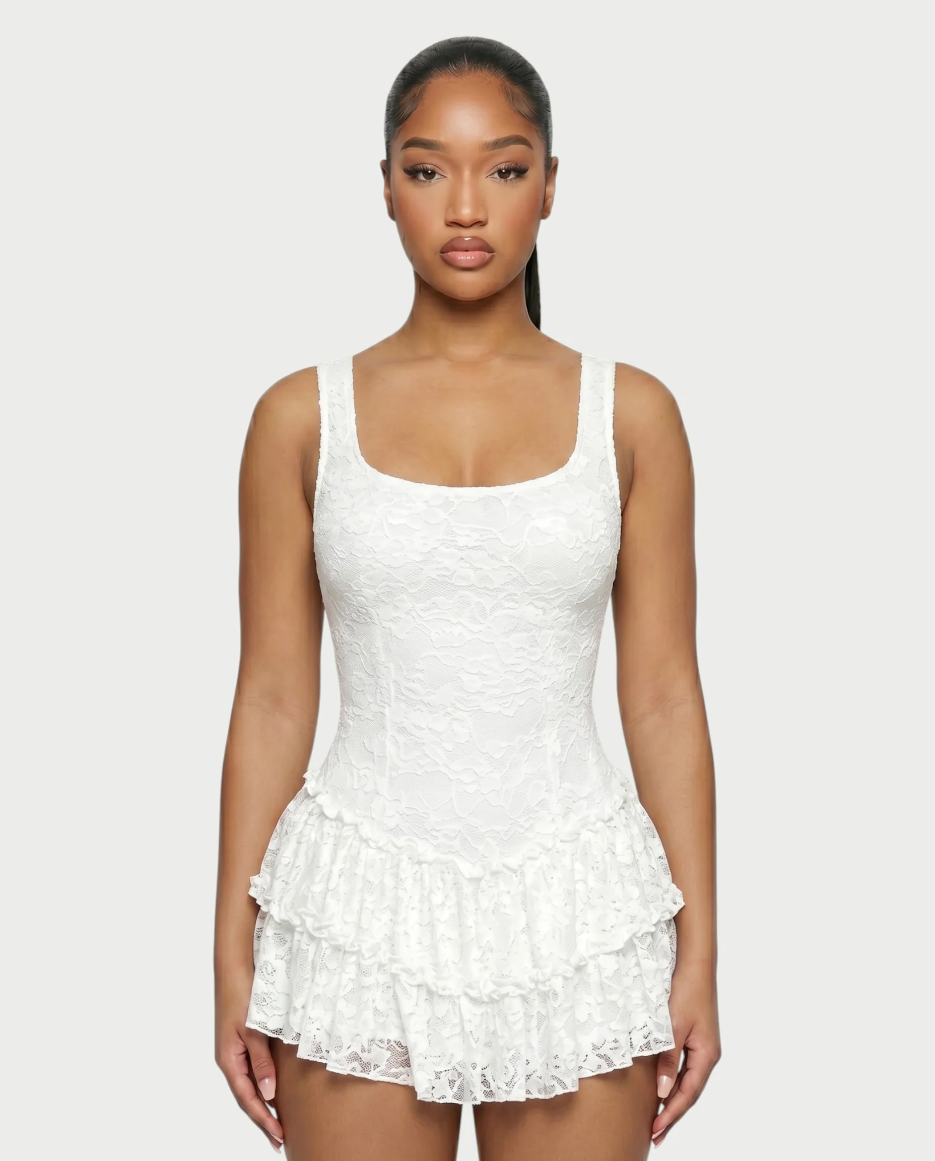 OPHIR Lace Ruffle Floral Mini Dress - Image 9