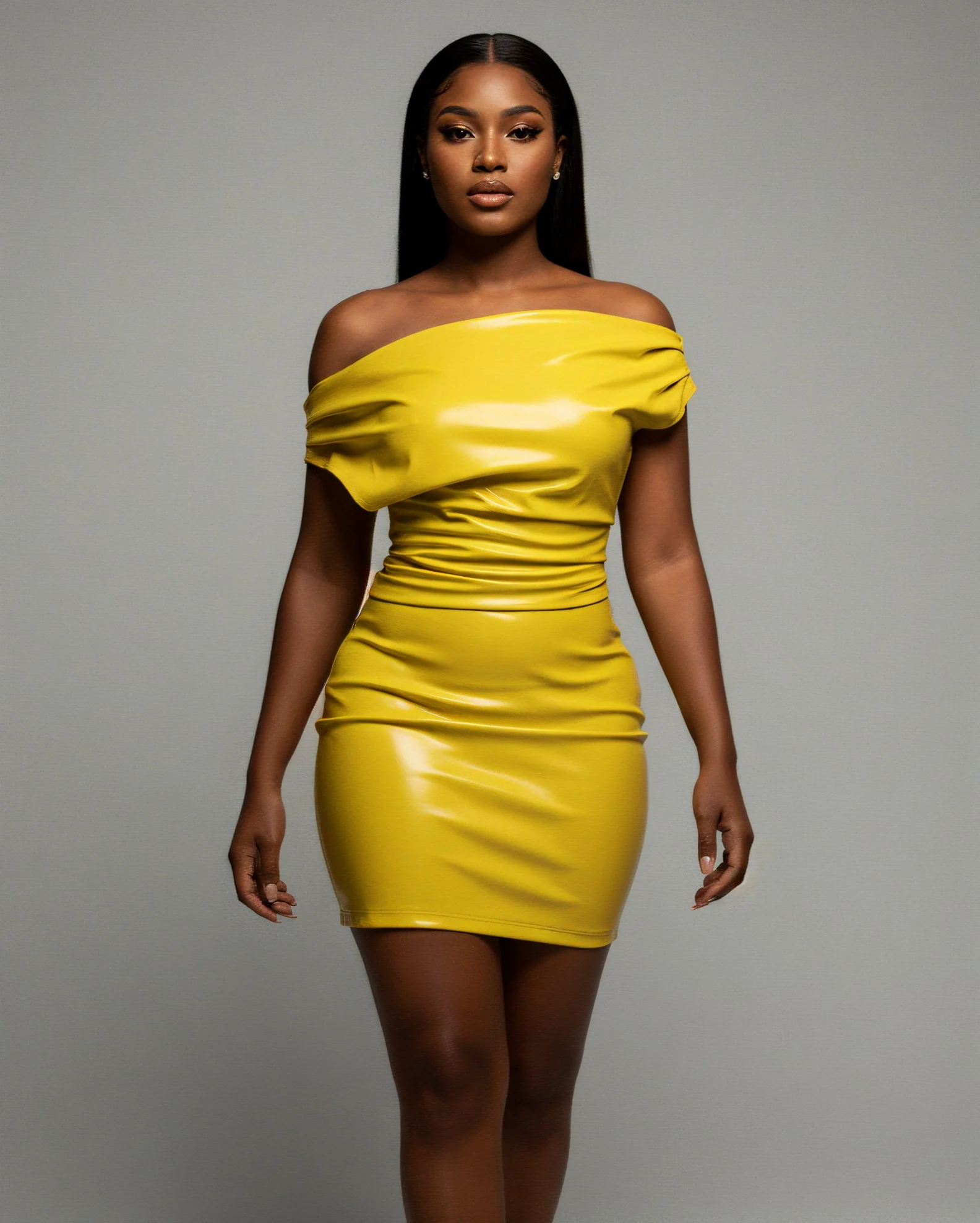 ORIELLE Faux Leather One-Shoulder Mini Dress - Image 10