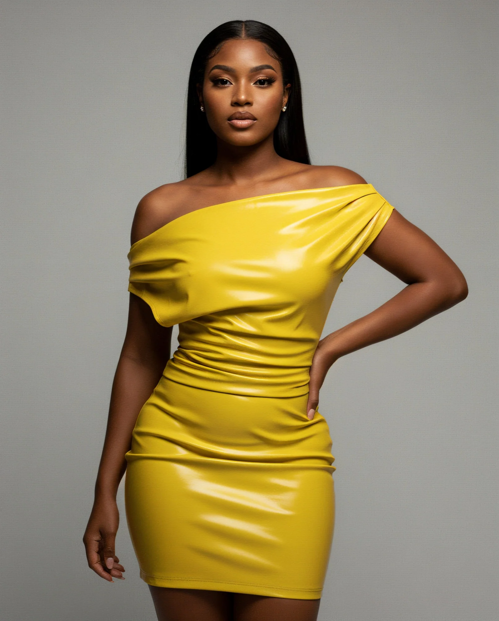 ORIELLE Faux Leather One-Shoulder Mini Dress - Image 11