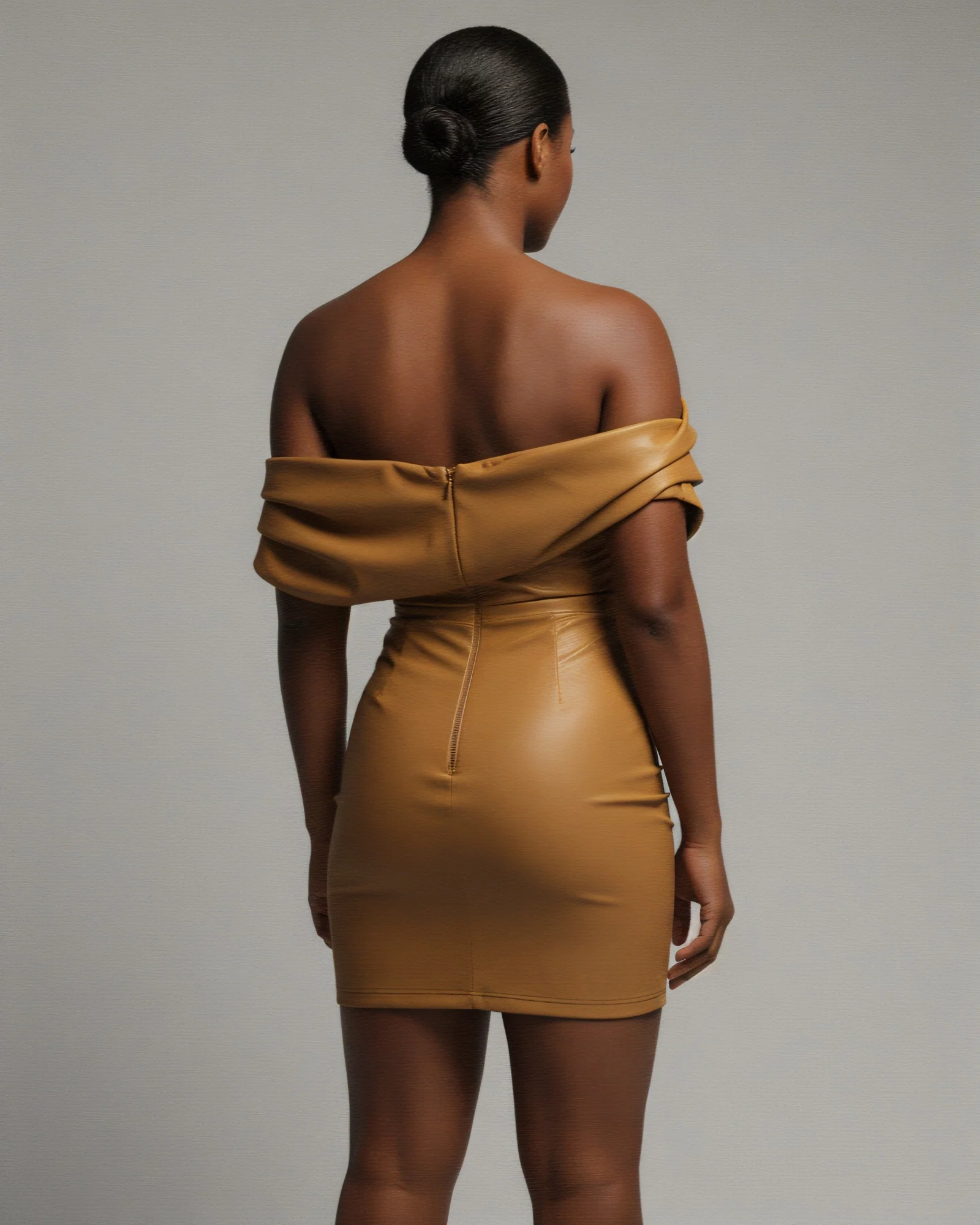 ORIELLE Faux Leather One-Shoulder Mini Dress - Image 9
