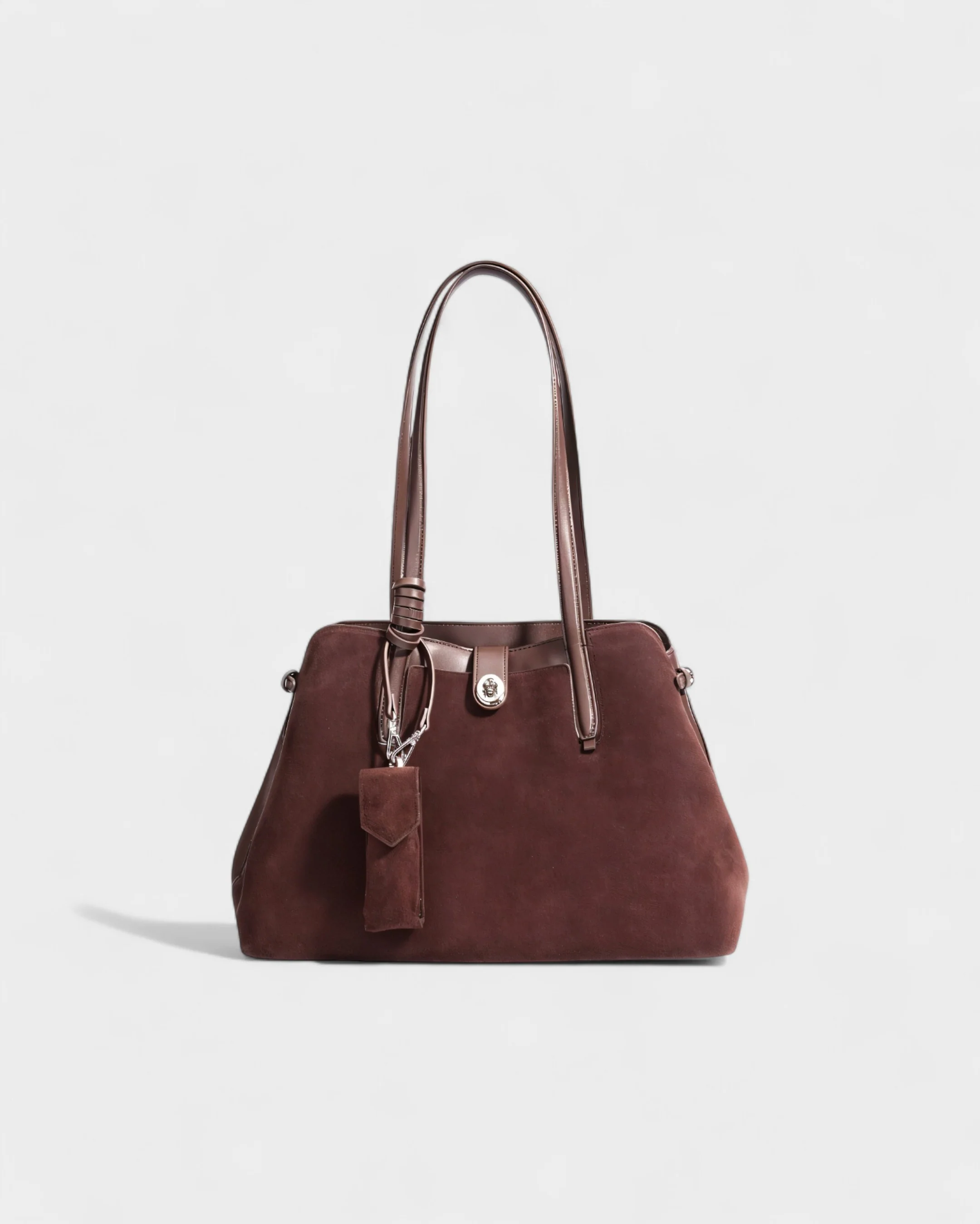 ORLINA Faux Suede Tote with Top Turn-Lock - Image 11