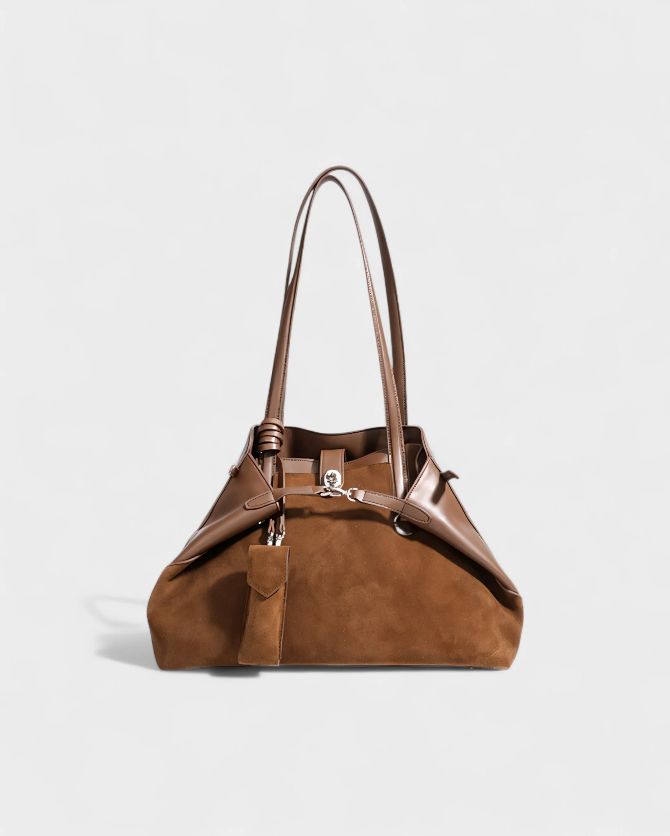 ORLINA Faux Suede Tote with Top Turn-Lock - Image 2