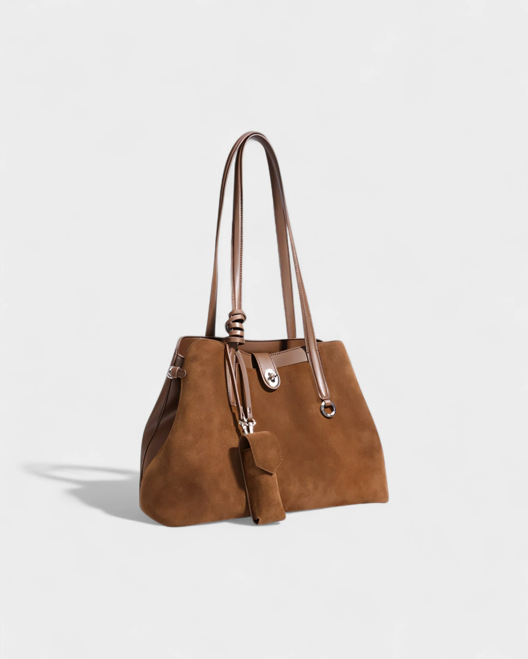 ORLINA Faux Suede Tote with Top Turn-Lock - Image 3