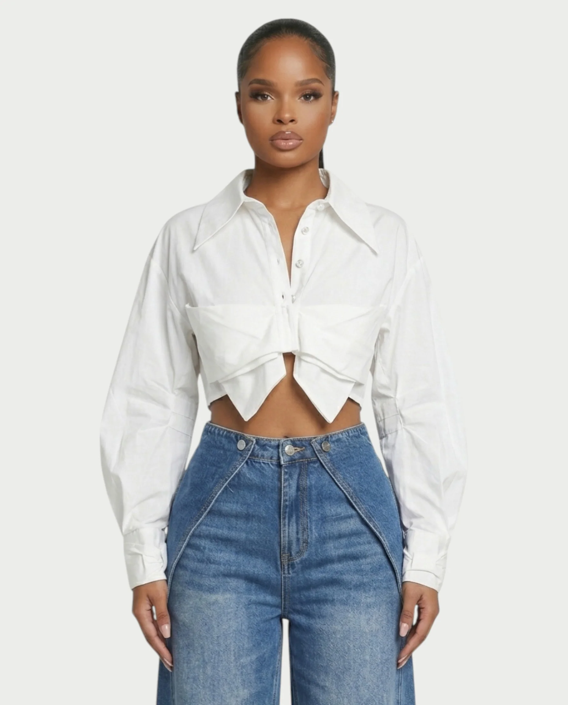 ORLY Cropped Twist Detail Shirt