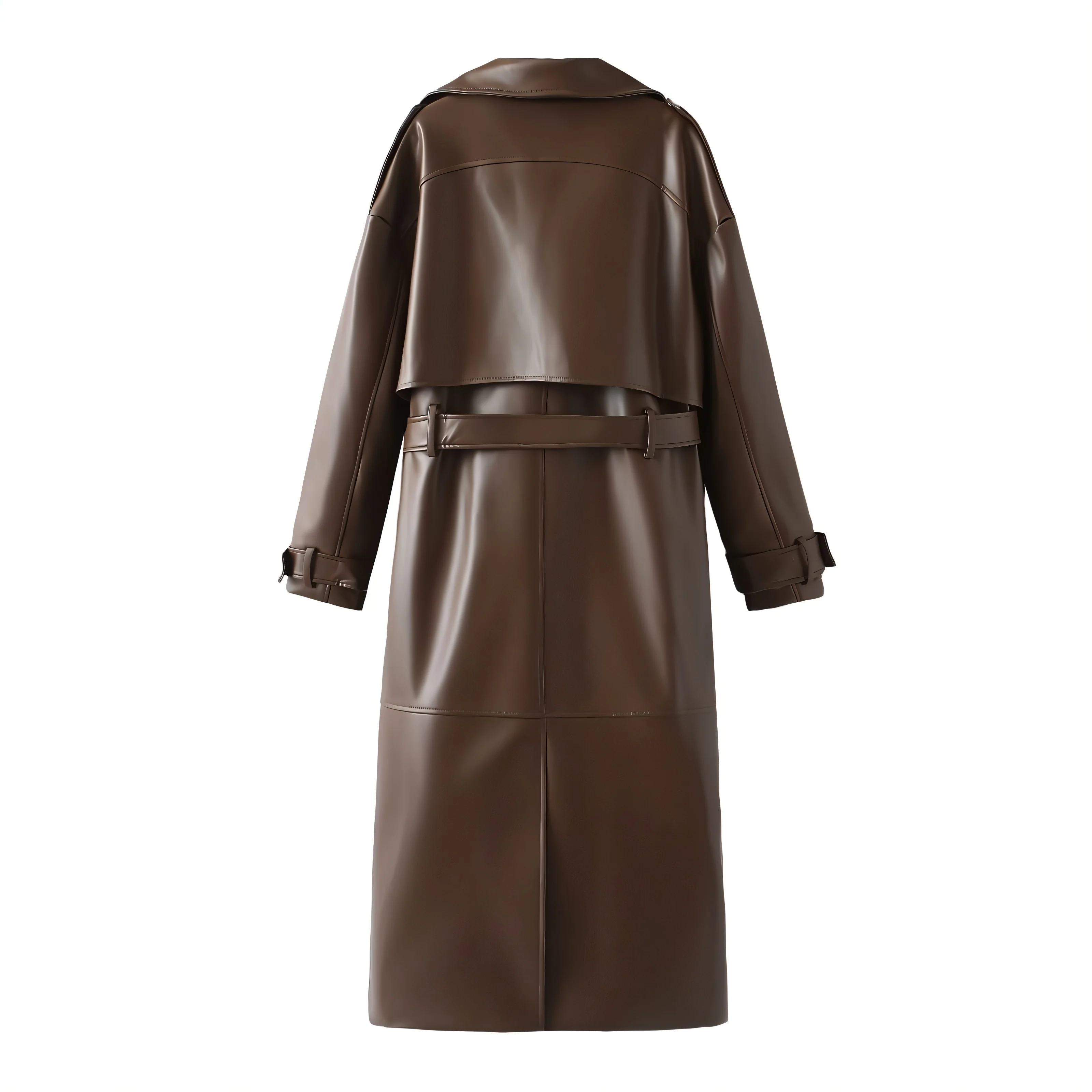 PAMOLA Faux Leather Trench Coat - Image 4