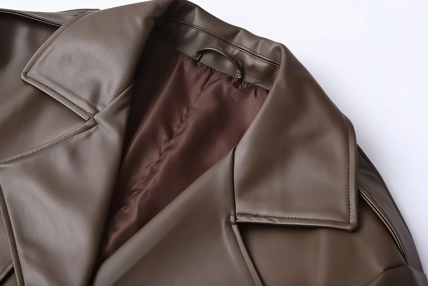 PAMOLA Faux Leather Trench Coat - Image 5