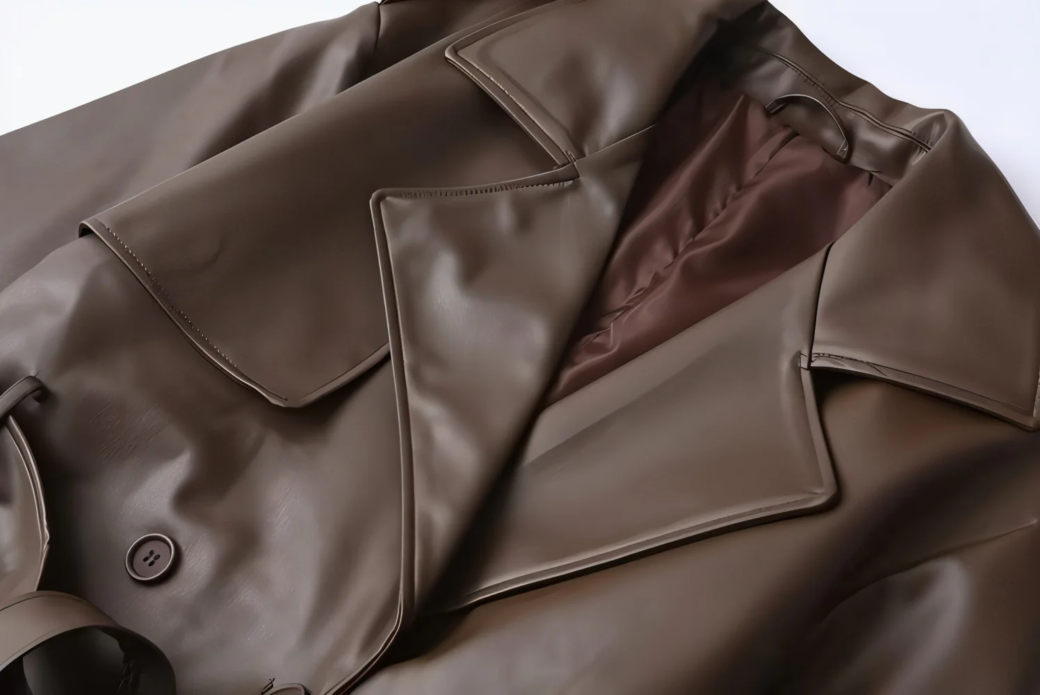 PAMOLA Faux Leather Trench Coat - Image 6