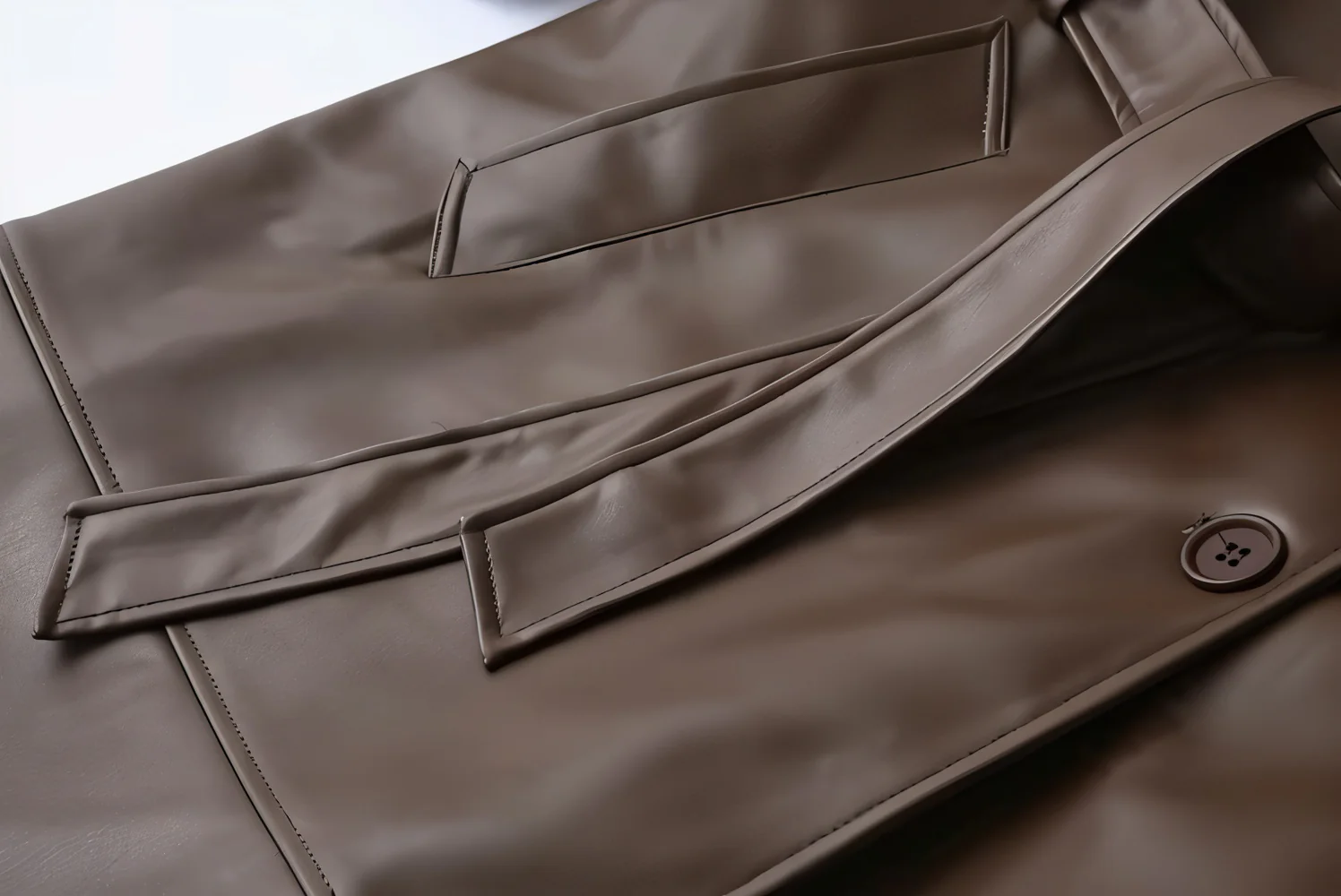 PAMOLA Faux Leather Trench Coat - Image 9