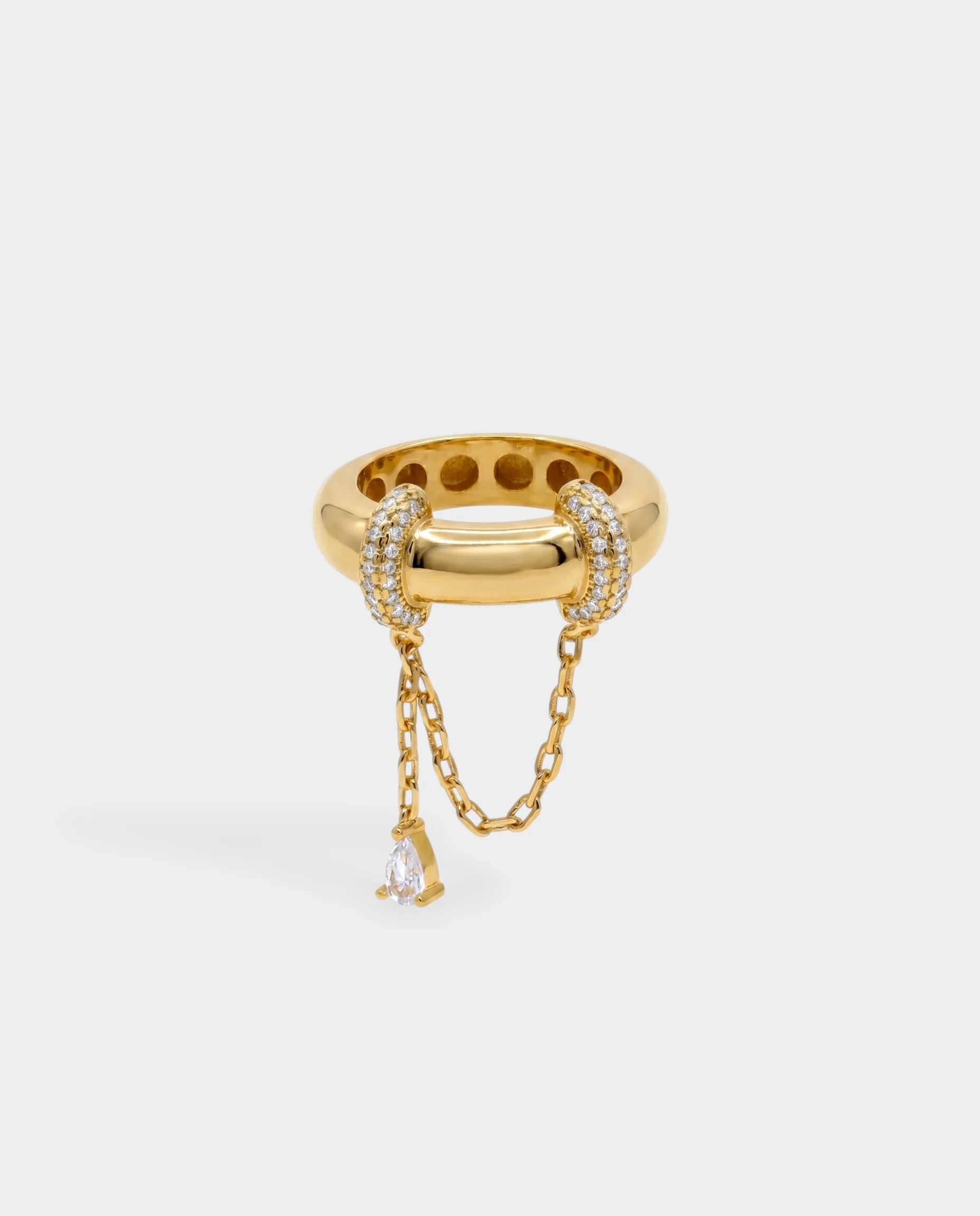 Pavé Crystal Teardrop Chain Ring - Image 2
