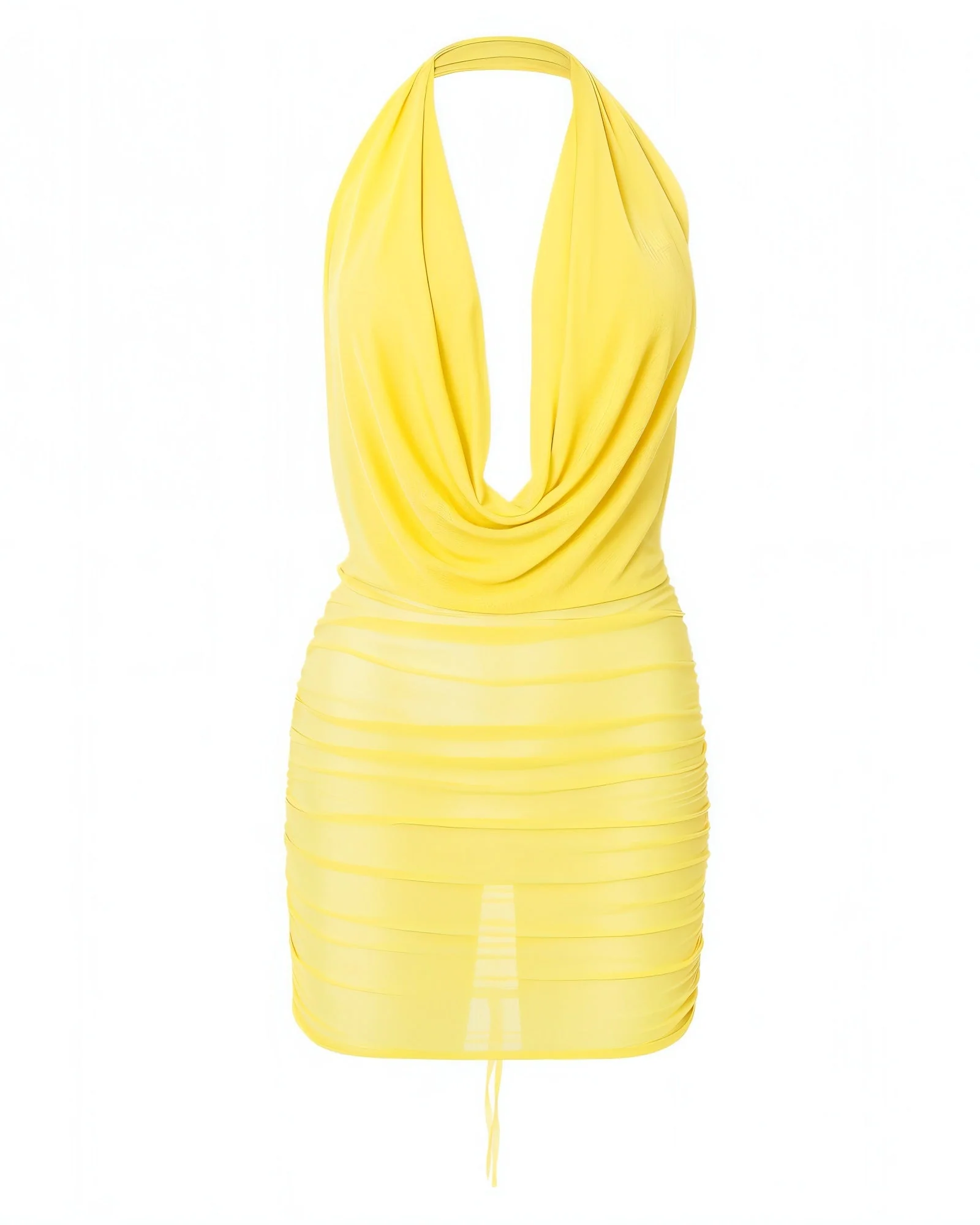 PERTINE Cowl Neck Mesh Mini Dress - Image 5