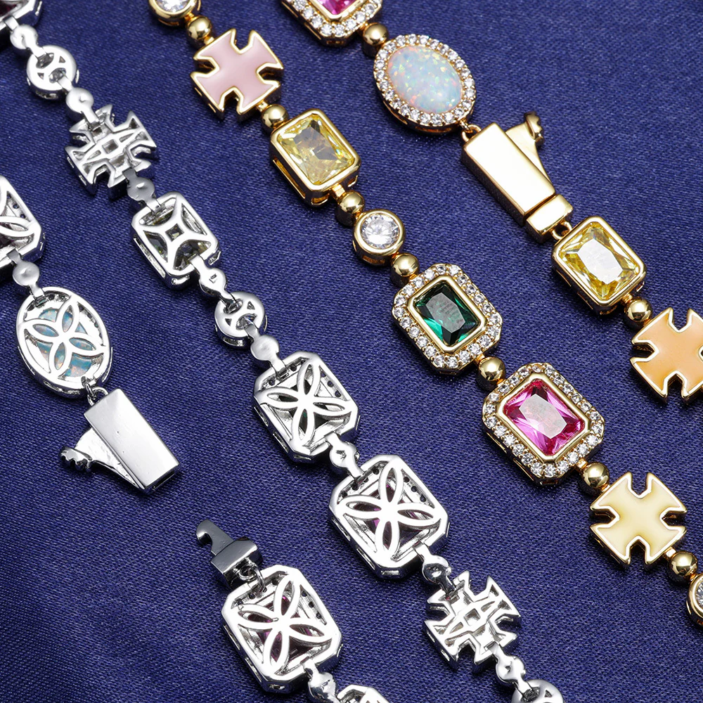 Gold Plated Zircon Colored Rhinestone Bracelet - Image 11