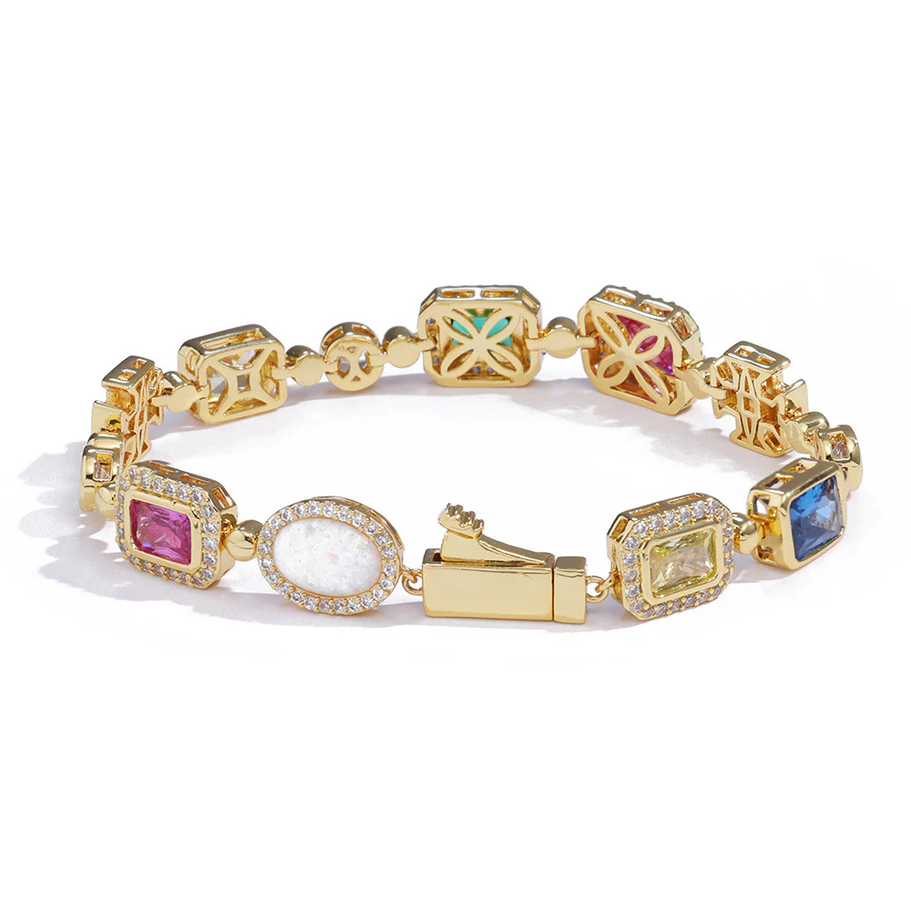 Gold Plated Zircon Colored Rhinestone Bracelet - Image 5