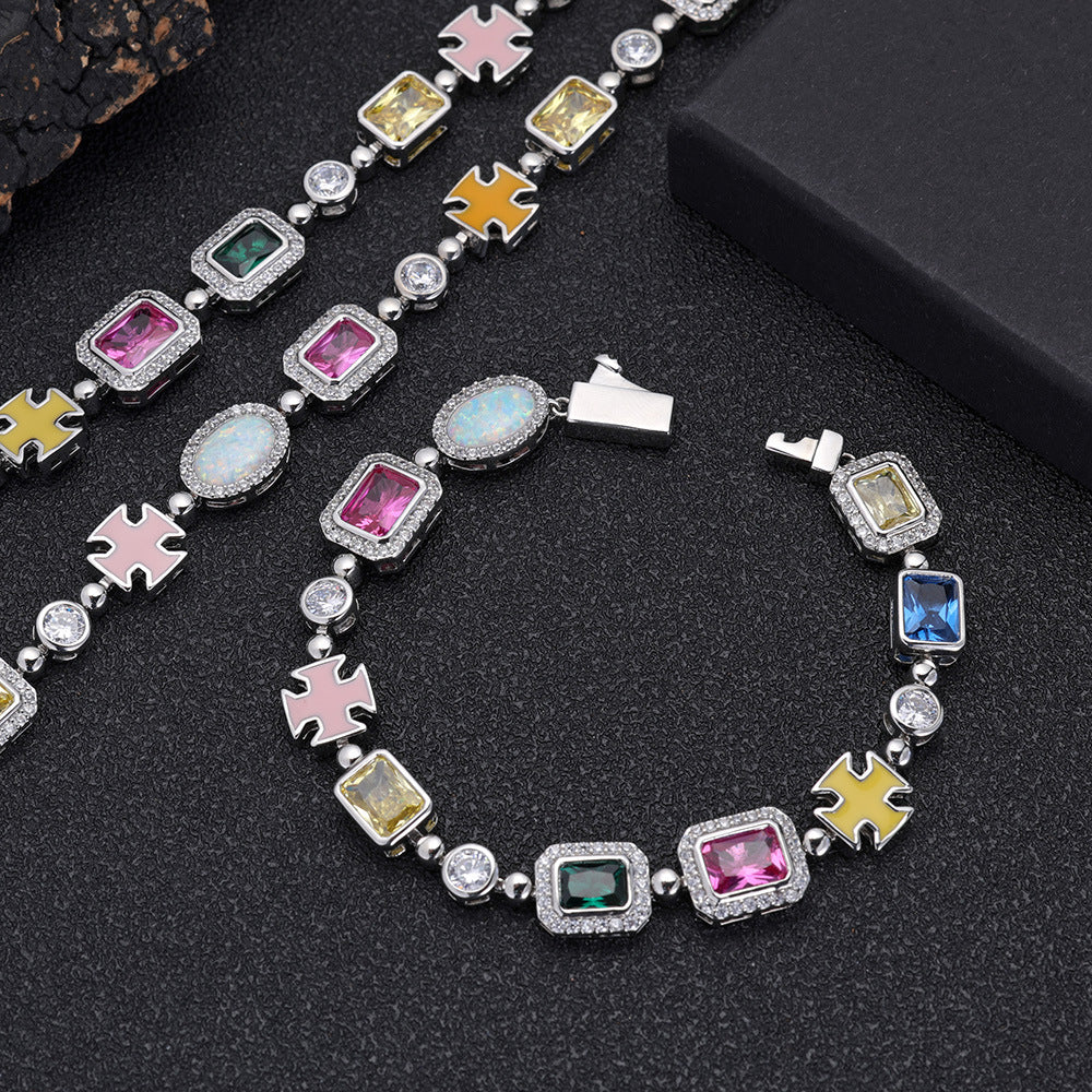 Gold Plated Zircon Colored Rhinestone Bracelet - Image 6
