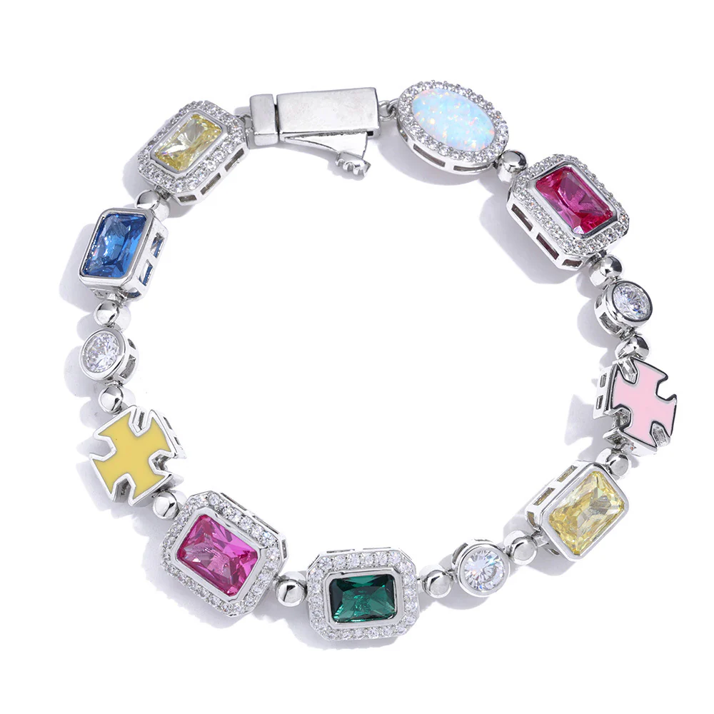 Gold Plated Zircon Colored Rhinestone Bracelet - Image 8