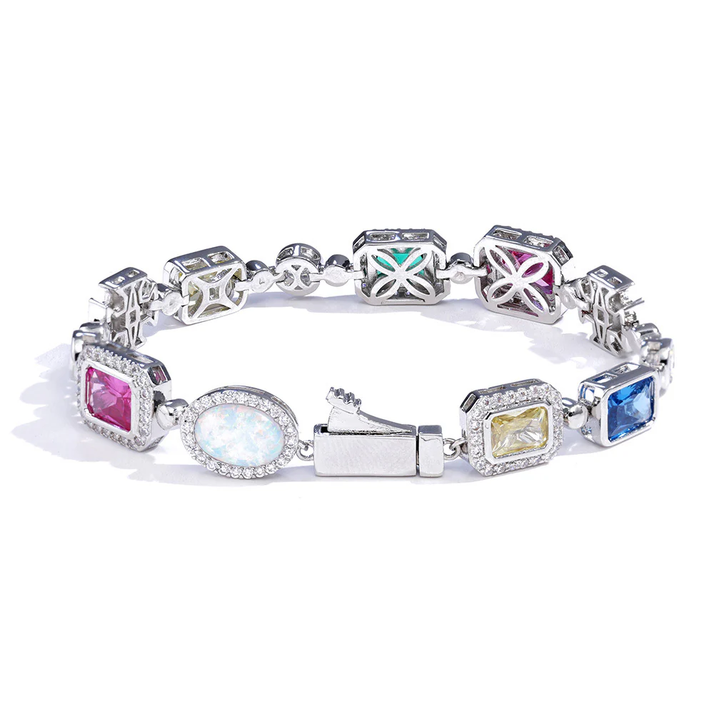 Gold Plated Zircon Colored Rhinestone Bracelet - Image 9