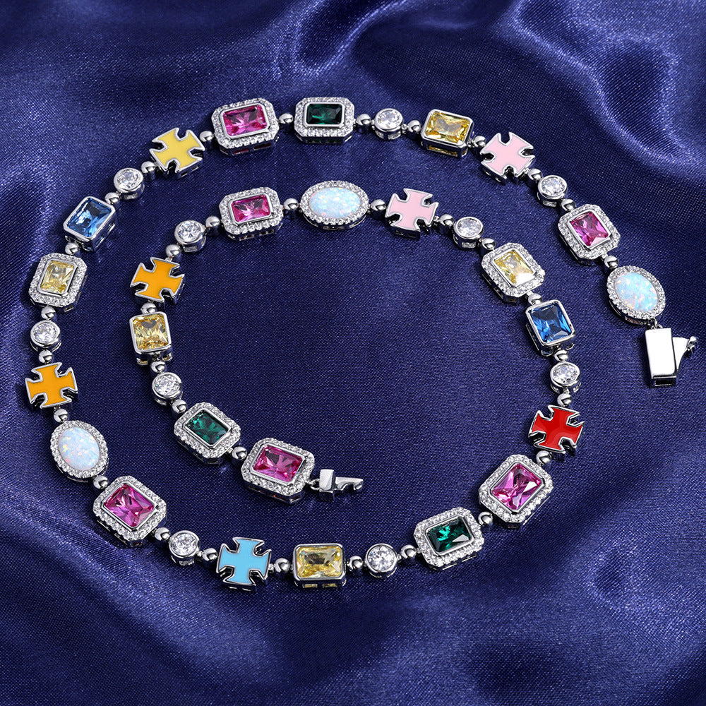 Gold Plated Zircon Colored Rhinestone Necklace - Image 6