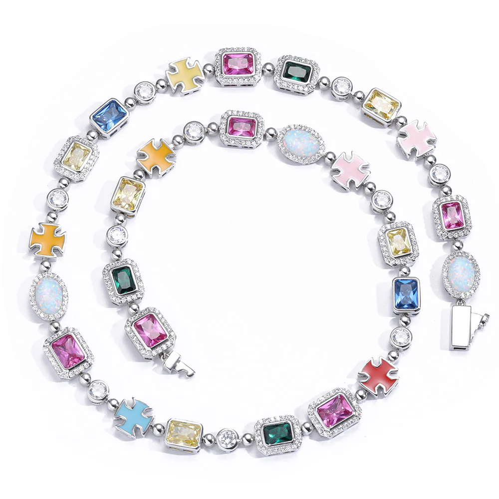 Gold Plated Zircon Colored Rhinestone Necklace - Image 7