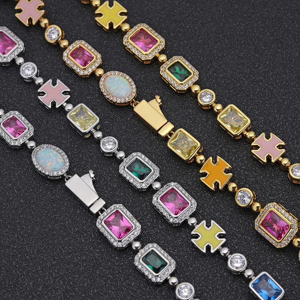 Gold Plated Zircon Colored Rhinestone Necklace - Image 8