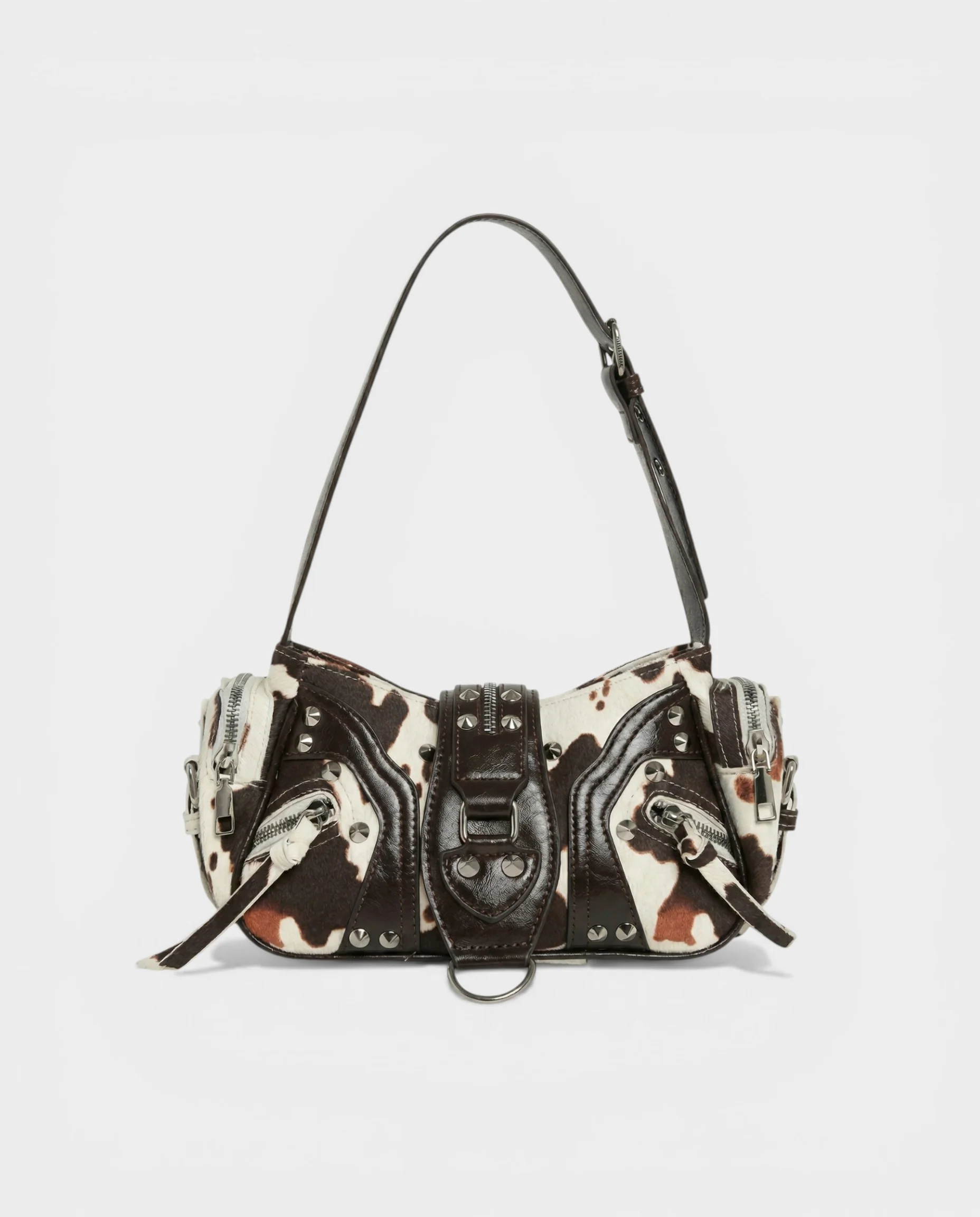 PRISCILLA Cow Print Studded Handbag