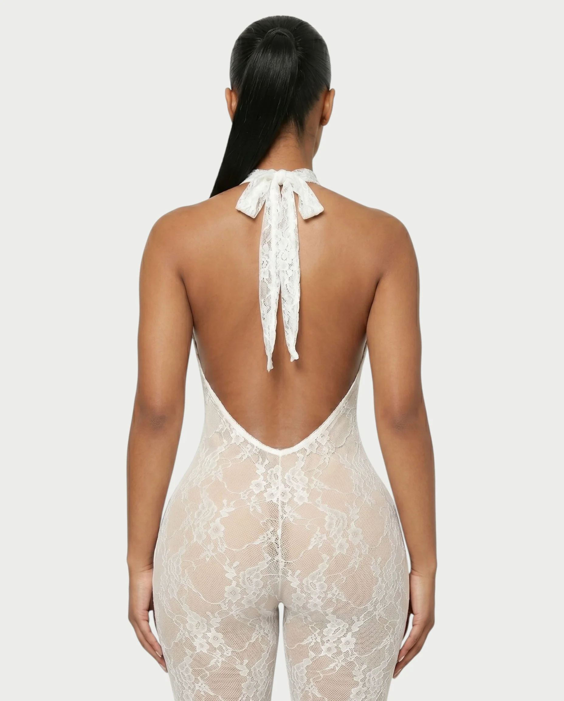 QIRELLA Sheer Lace Backless Bodycon Jumpsuit - Image 10