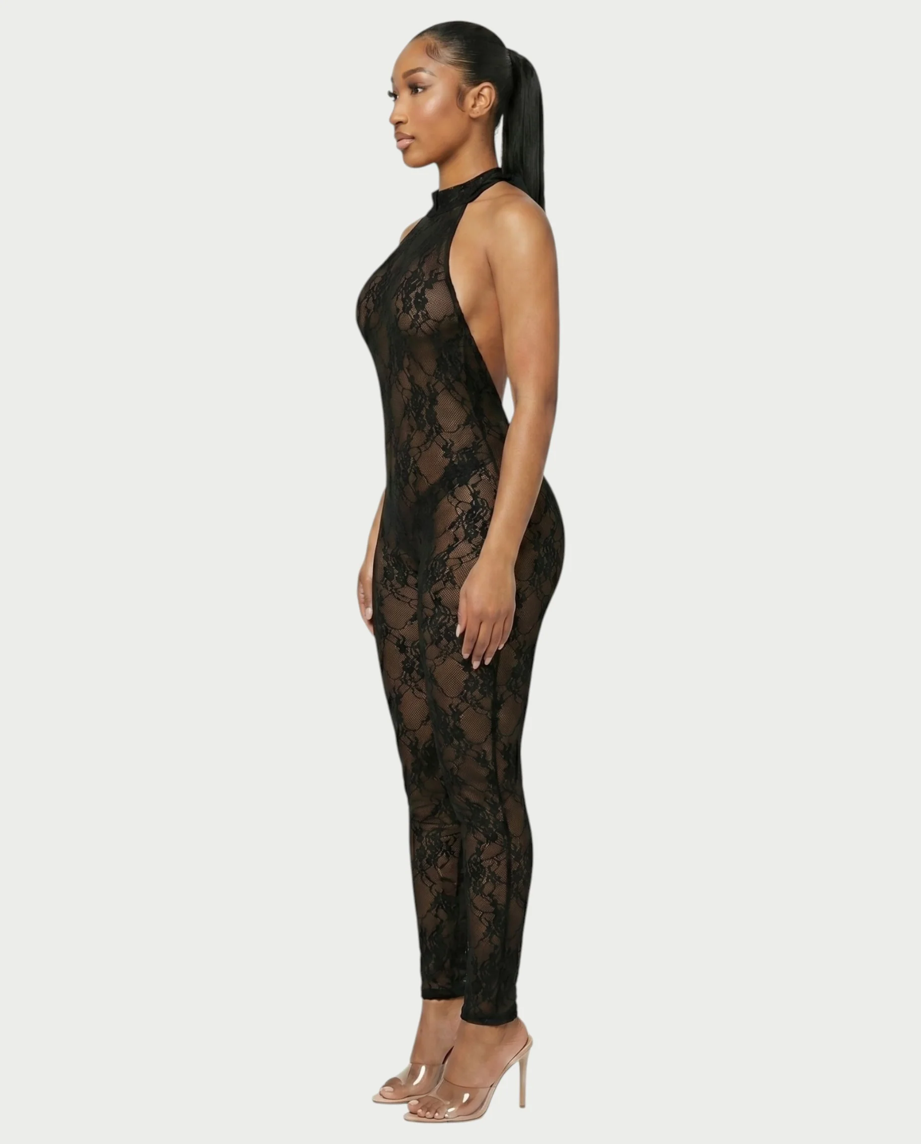 QIRELLA Sheer Lace Backless Bodycon Jumpsuit - Image 13