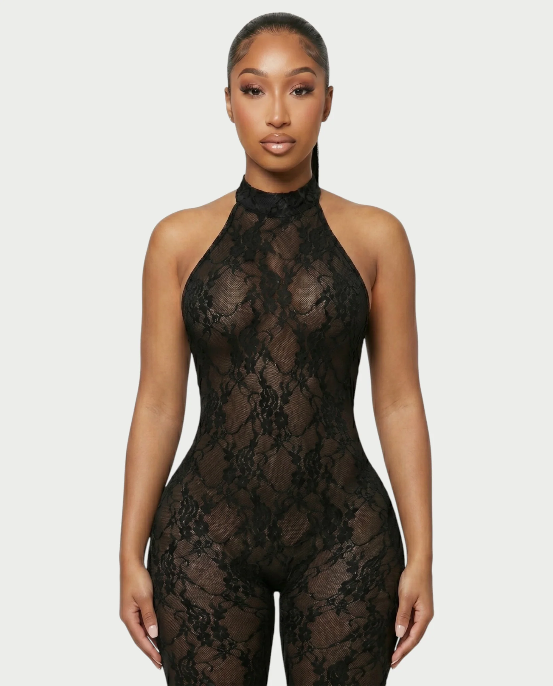 QIRELLA Sheer Lace Backless Bodycon Jumpsuit - Image 14