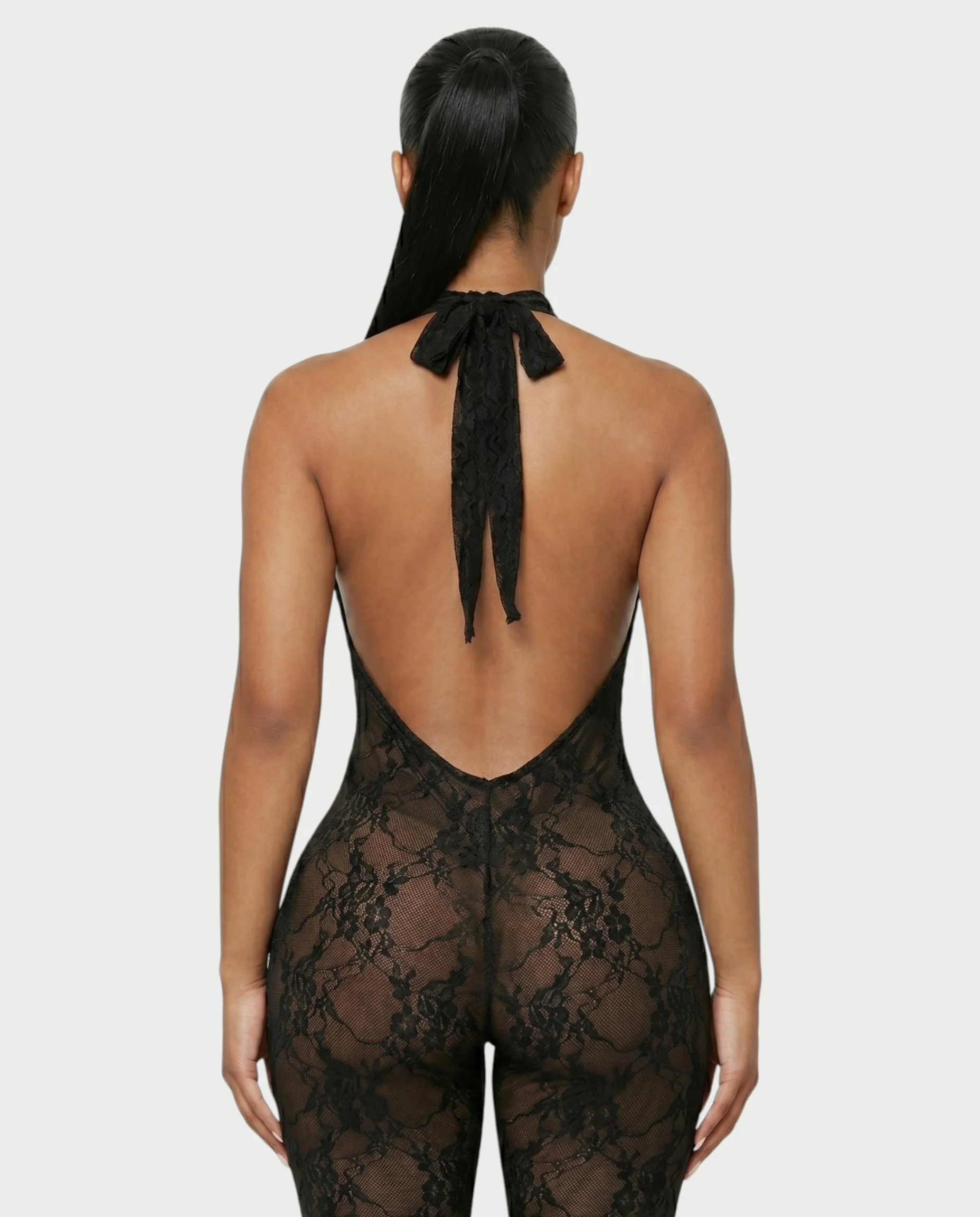 QIRELLA Sheer Lace Backless Bodycon Jumpsuit - Image 15