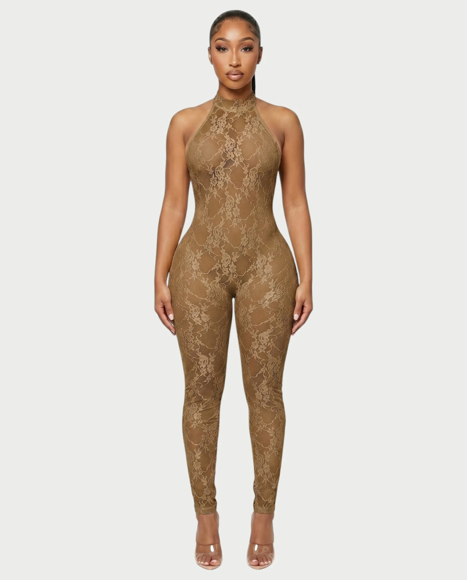 QIRELLA Sheer Lace Backless Bodycon Jumpsuit - Image 16