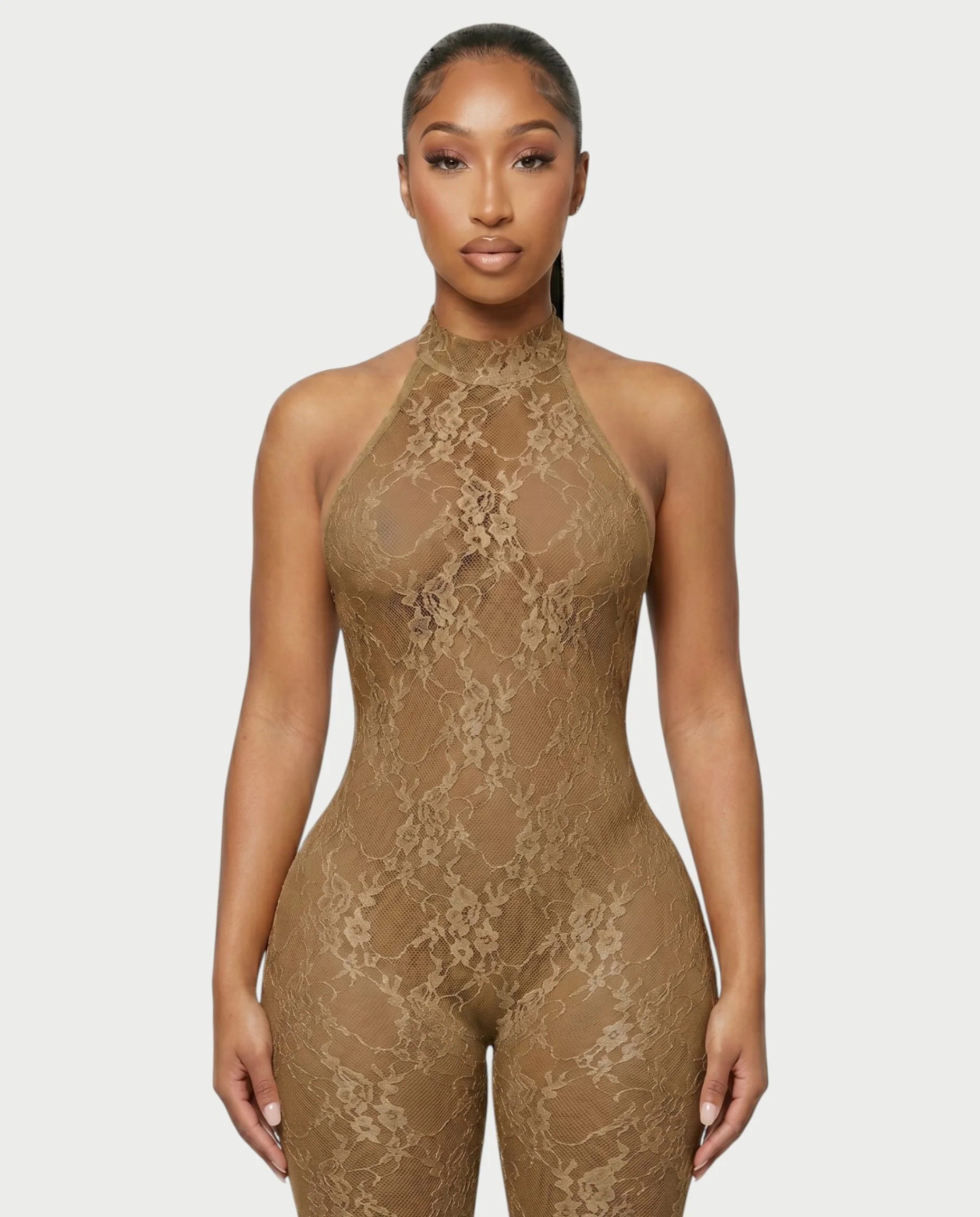 QIRELLA Sheer Lace Backless Bodycon Jumpsuit - Image 19
