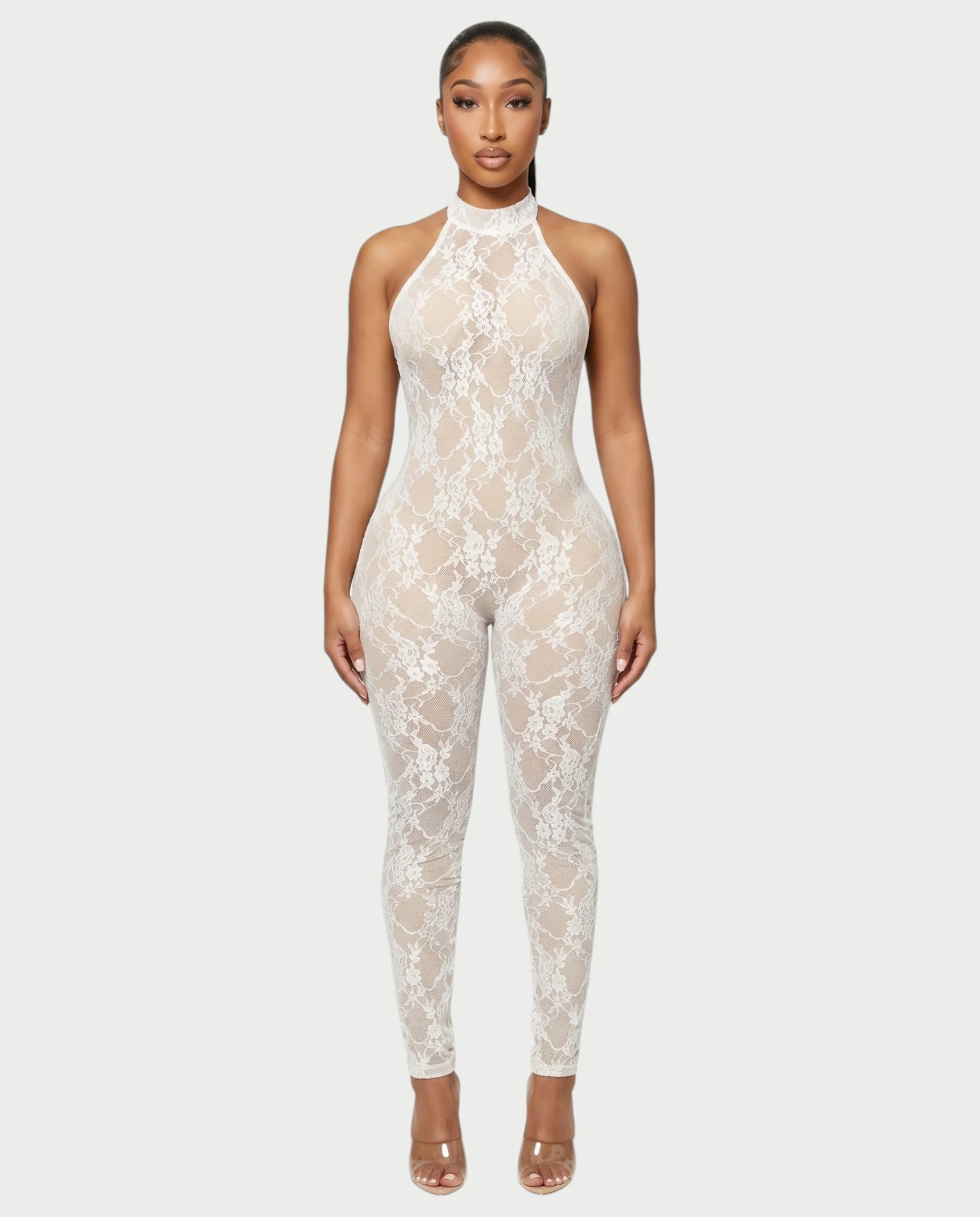 QIRELLA Sheer Lace Backless Bodycon Jumpsuit - Image 6