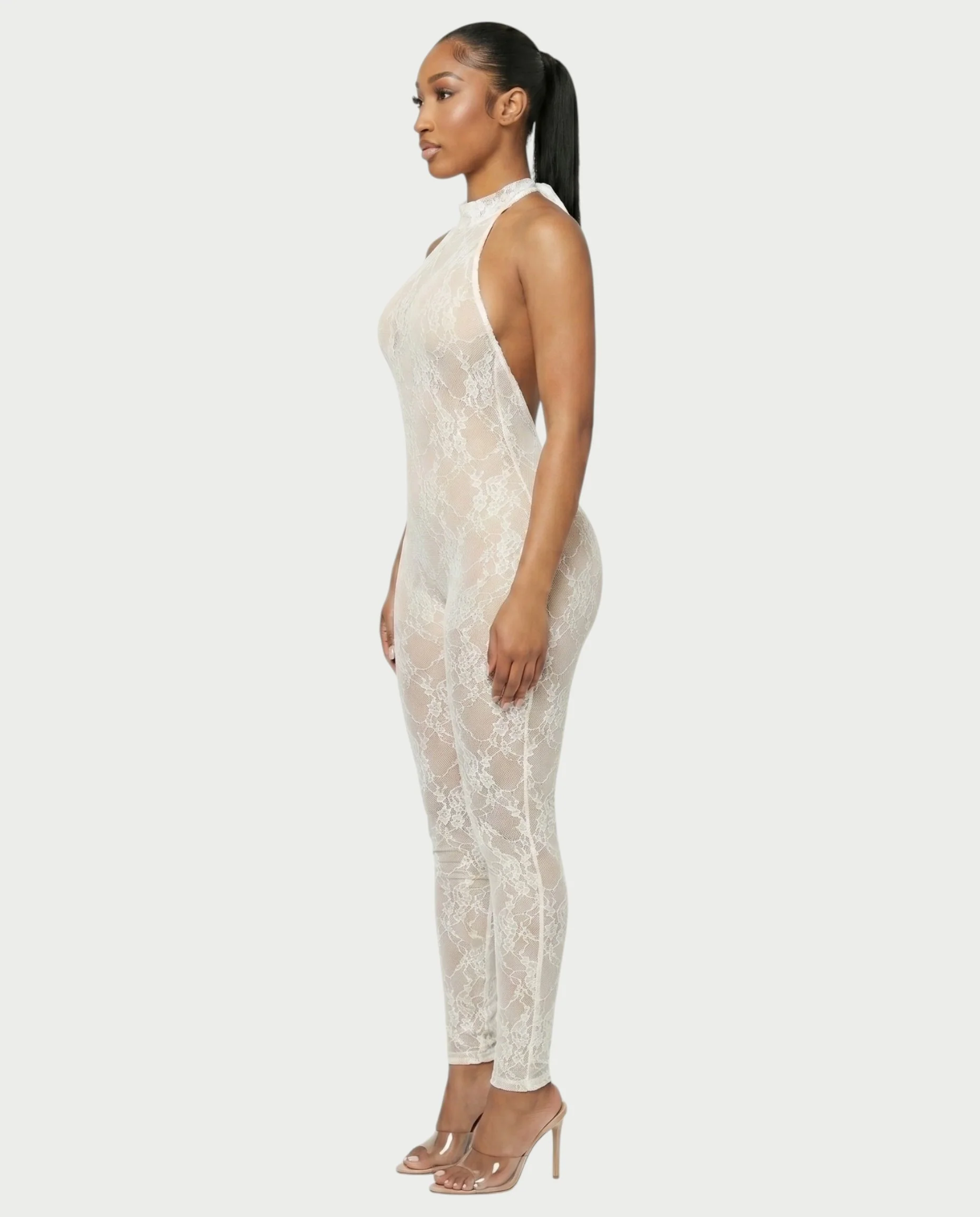 QIRELLA Sheer Lace Backless Bodycon Jumpsuit - Image 8