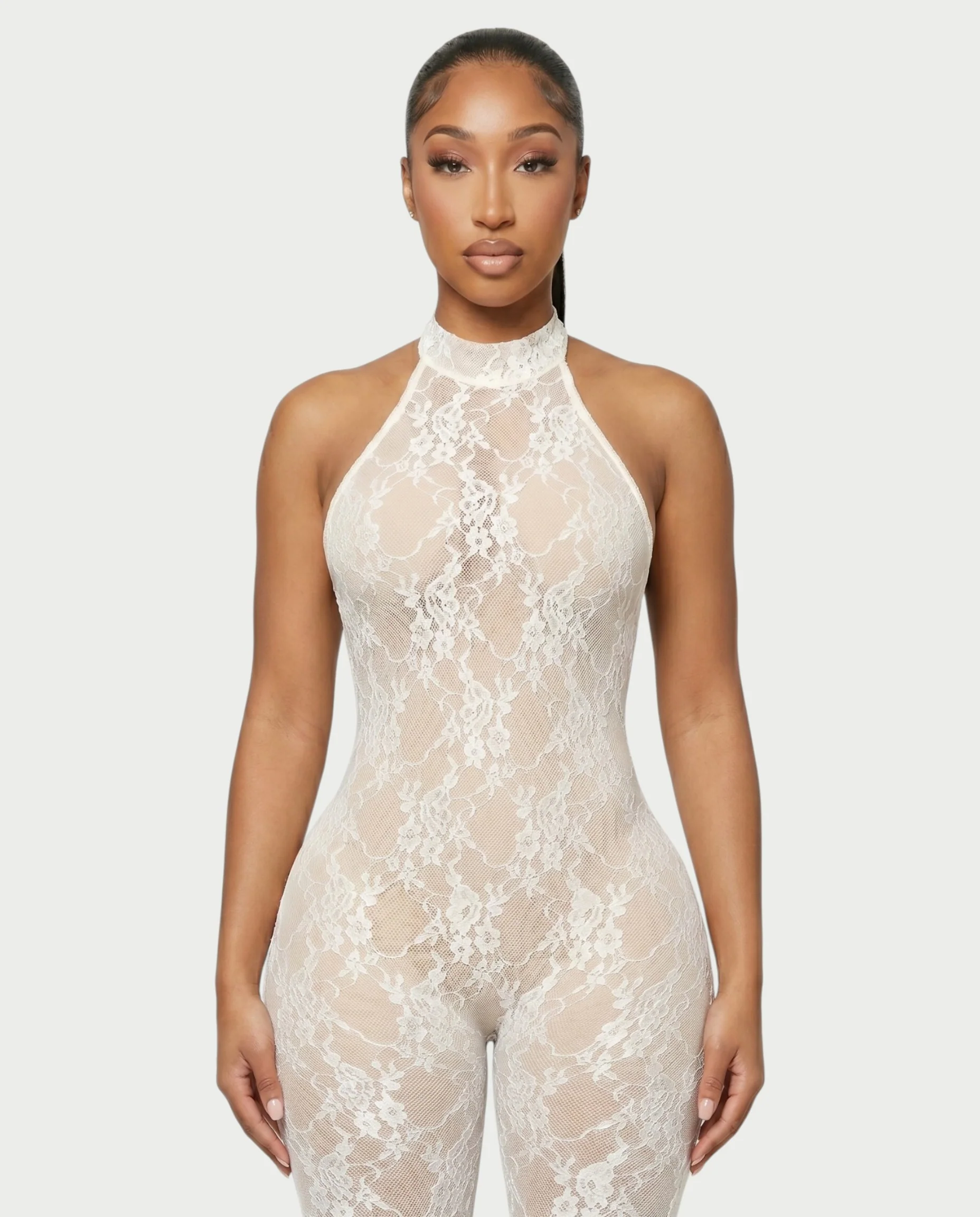 QIRELLA Sheer Lace Backless Bodycon Jumpsuit - Image 9