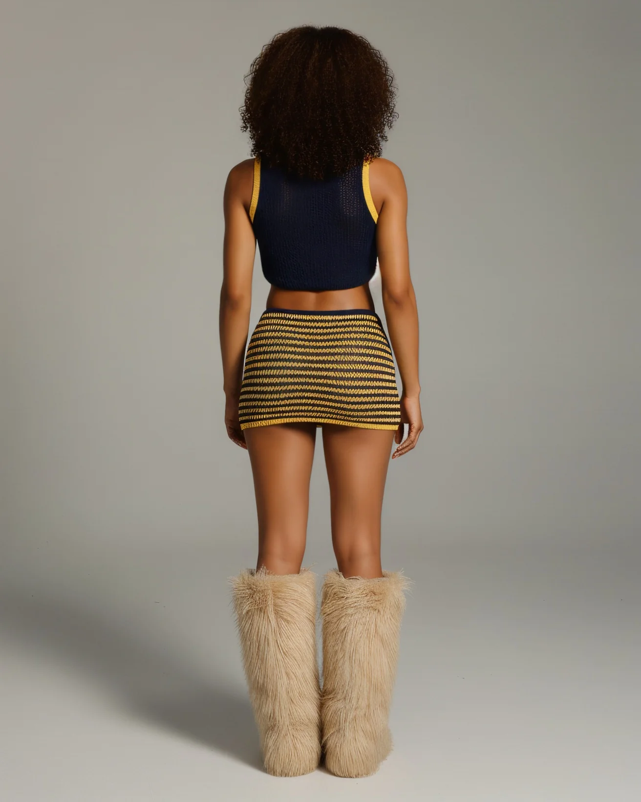 QUINLEY Knitted Star Cropped Top & Mini Skirt Set - Image 4