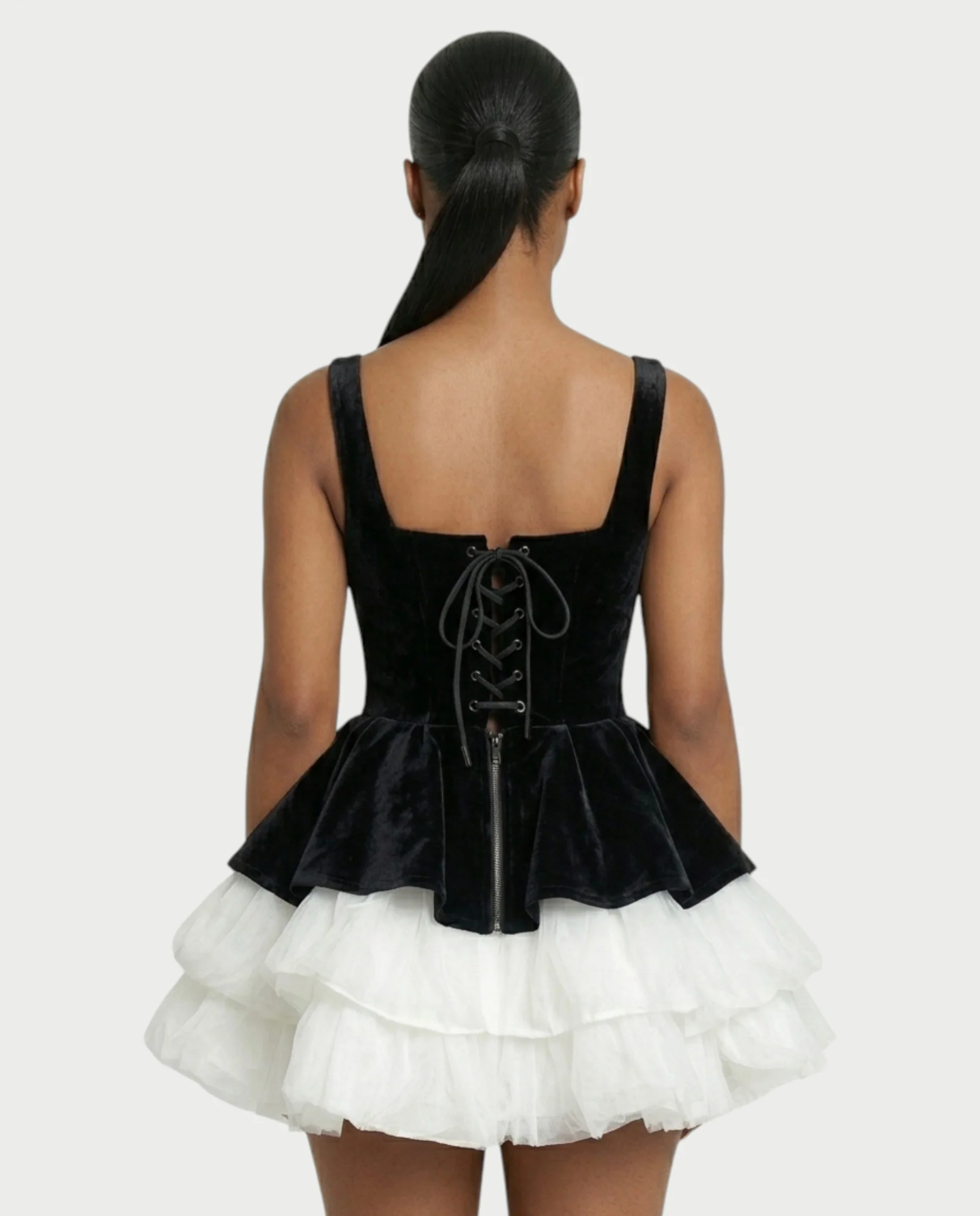 QUIRA Layered Tulle Peplum Mini Dress - Image 6