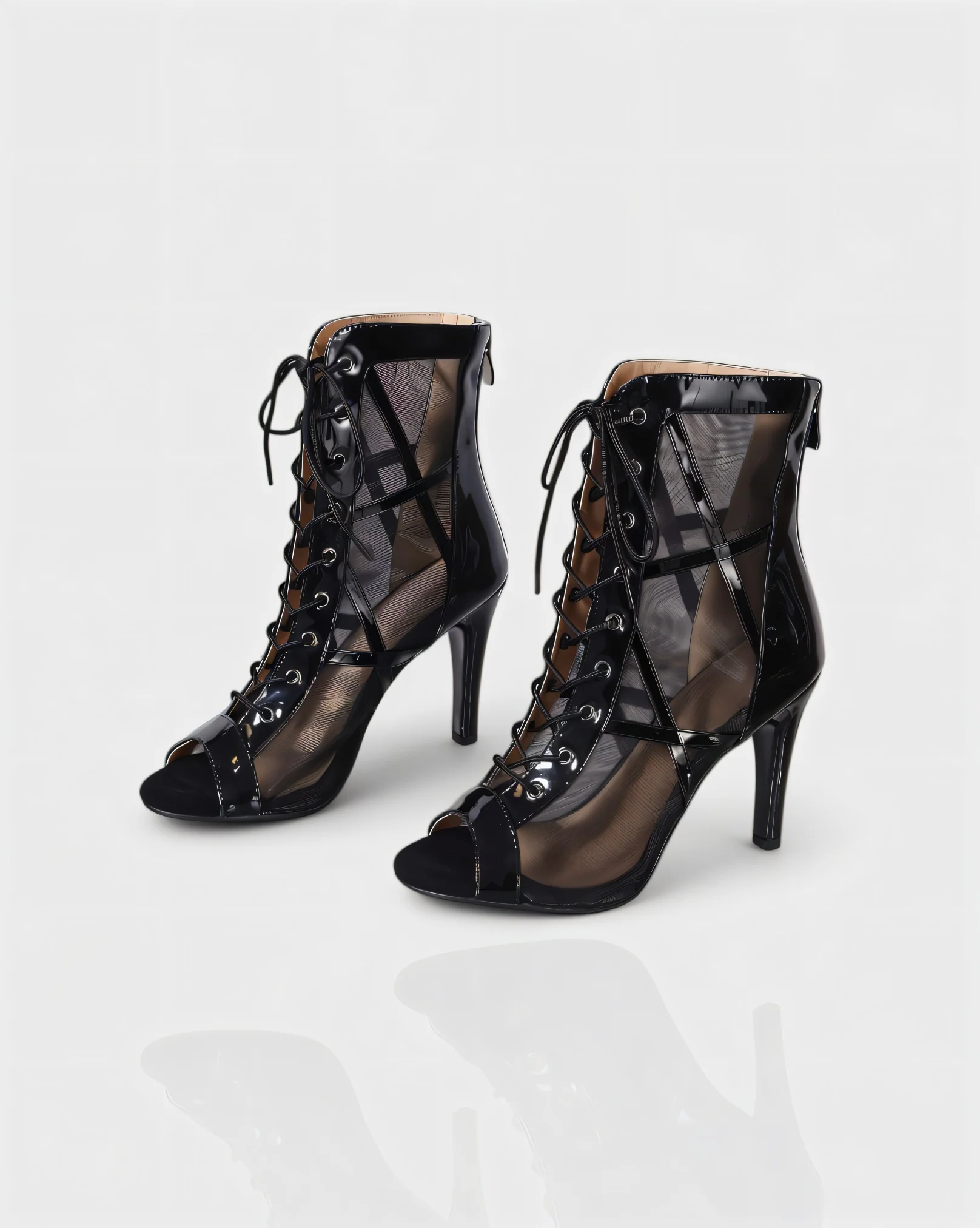 RAELLA Sheer Panel High Heel Ankle Boots - Image 3