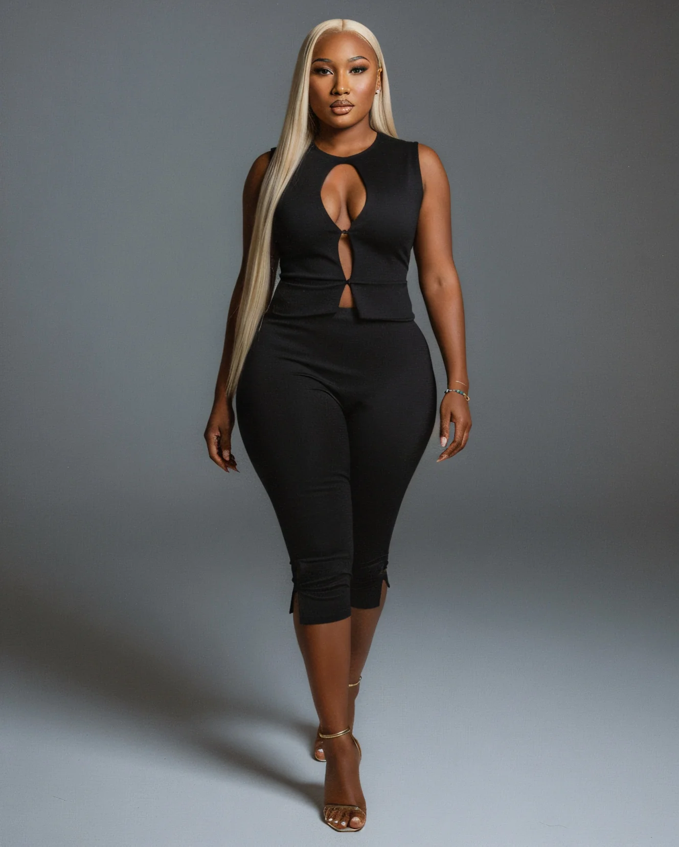 RAFAELA Cutout Keyhole Top & Capri Pant Set - Image 5