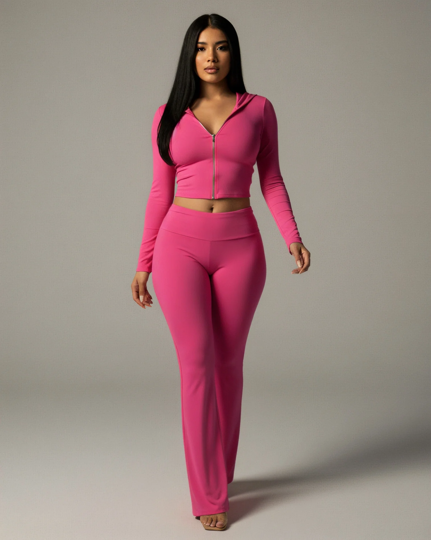 RAINY Zip-Up Hoodie and Flare Pants Set - Image 13