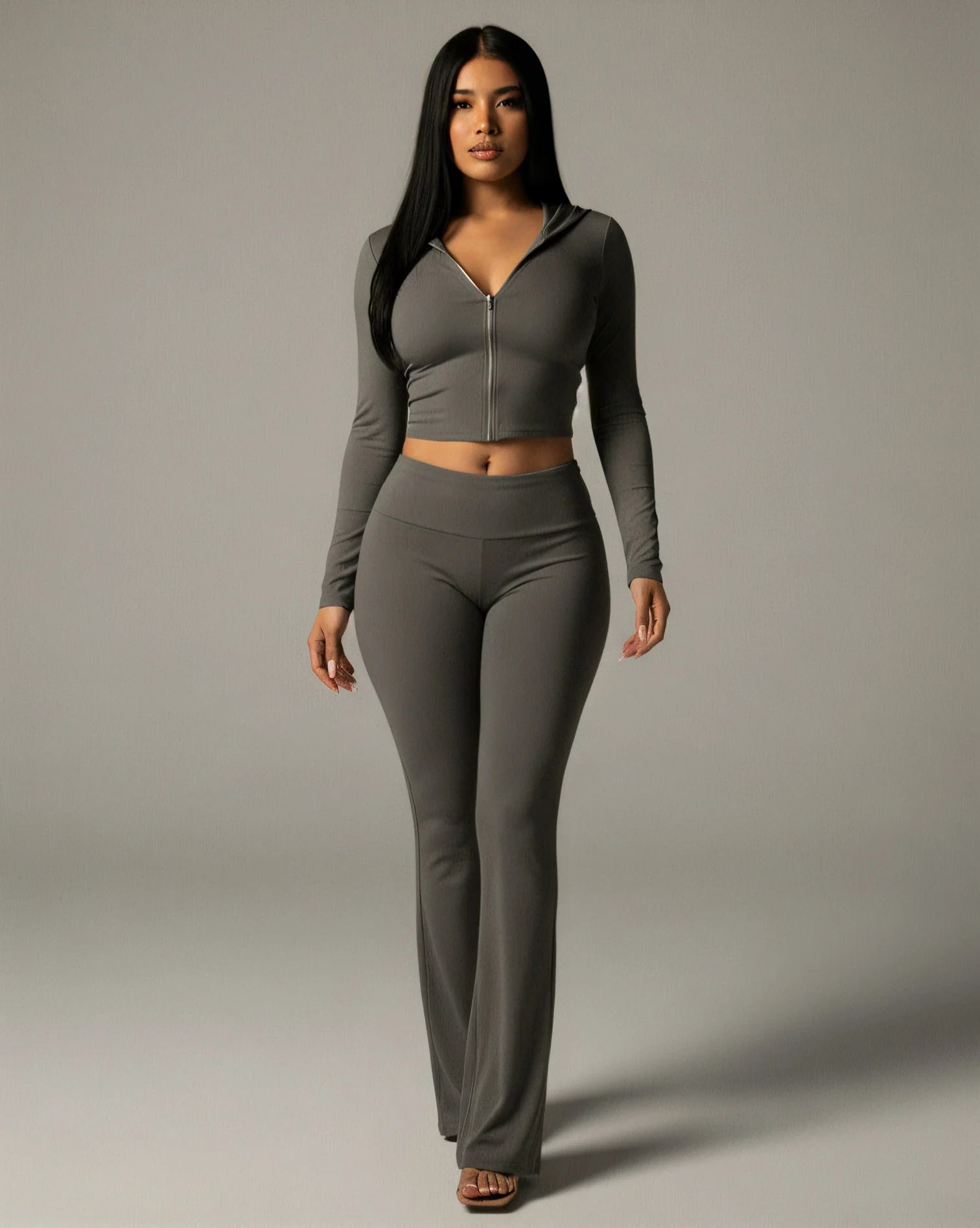 RAINY Zip-Up Hoodie and Flare Pants Set - Image 17