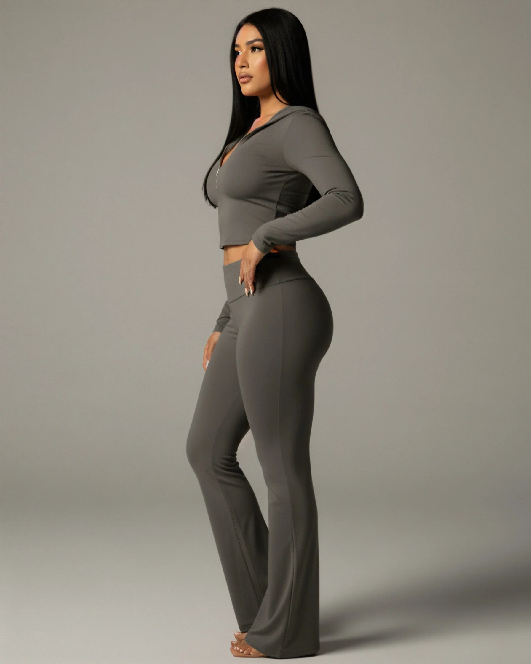 RAINY Zip-Up Hoodie and Flare Pants Set - Image 19
